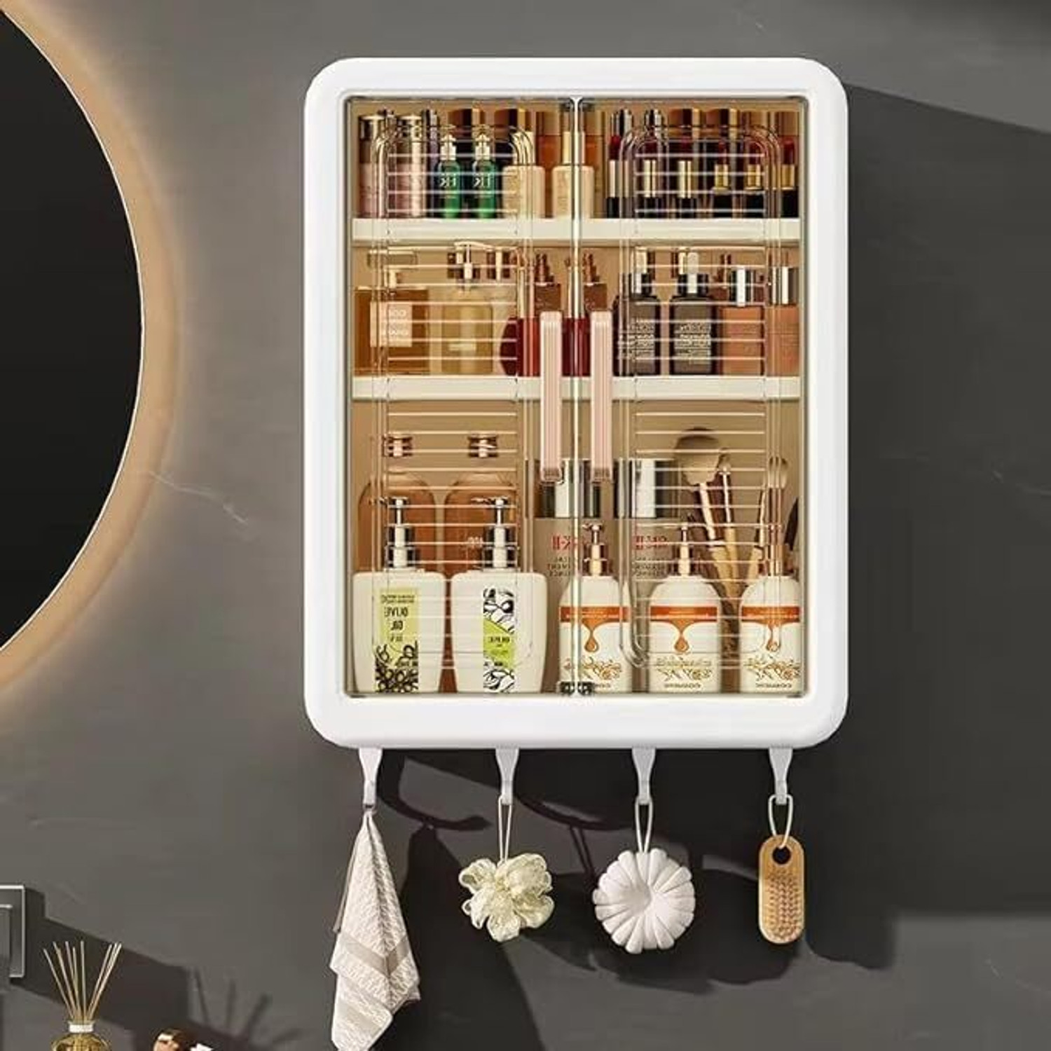 Image of MGKENTERPRISE Bathroom Storage Organizer /Bathroom Cabinet /Bathroom Shelf Plastic Wall Shelf