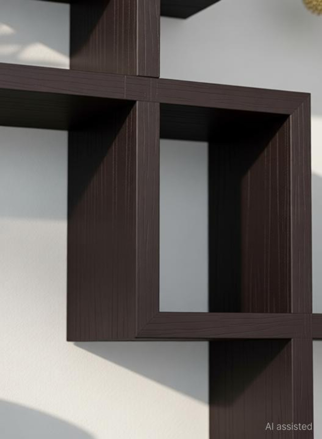 Image of Greenhub Wooden Intersecting Wall Shelf For Home s Decor Interior Wall Shelves Decorations Items / Wall Floating Book Rack ( Set Of 4 Cubes ) {Chakora - Black} / Home Decor -Wall Hanging . Wooden Wall Shelf