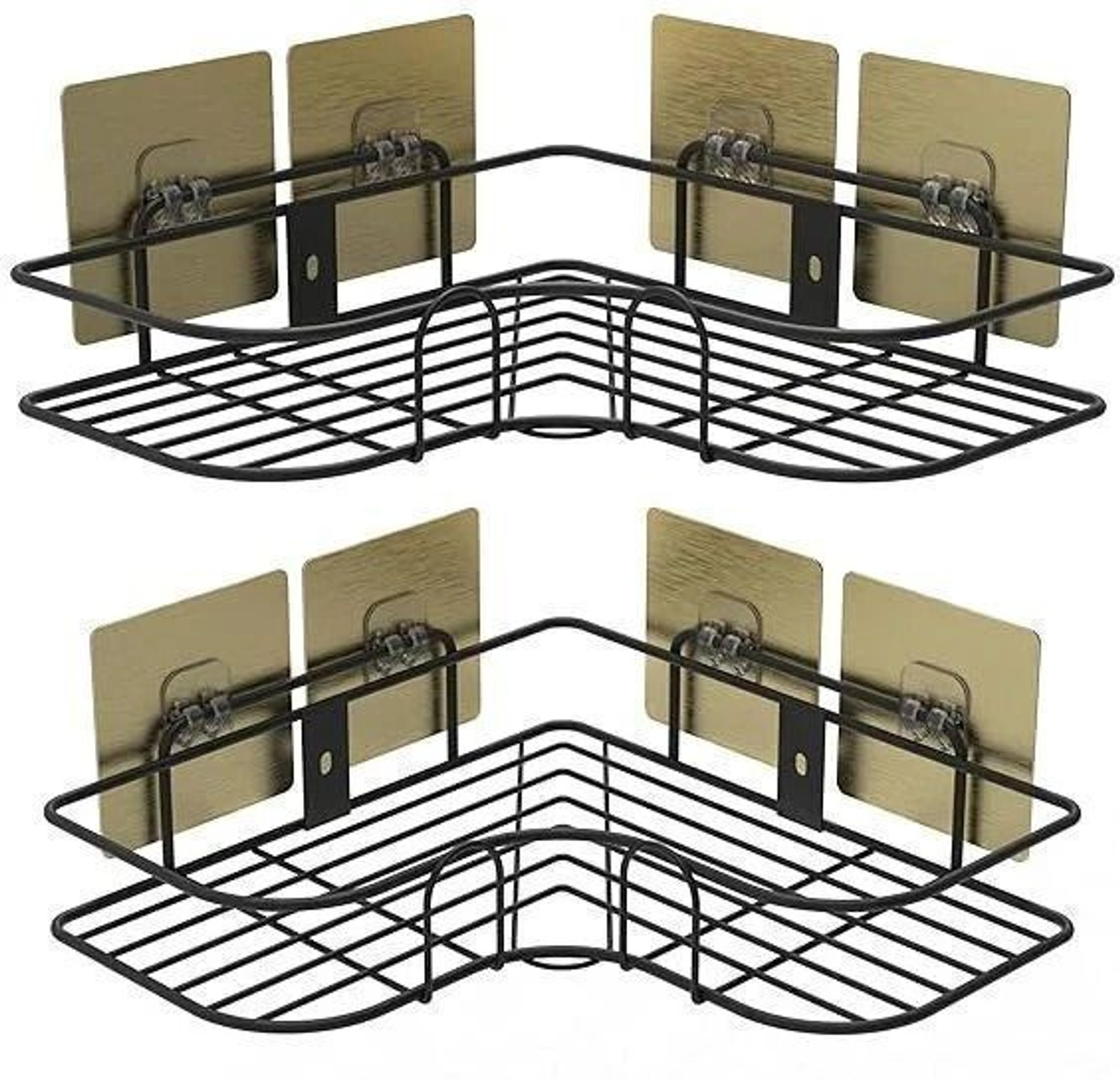 Image of Welkin Self-Adhesive Shelf /Storage Organizer for Bathroom and Kitchen Corner PACK OF 2 Iron Wall Shelf