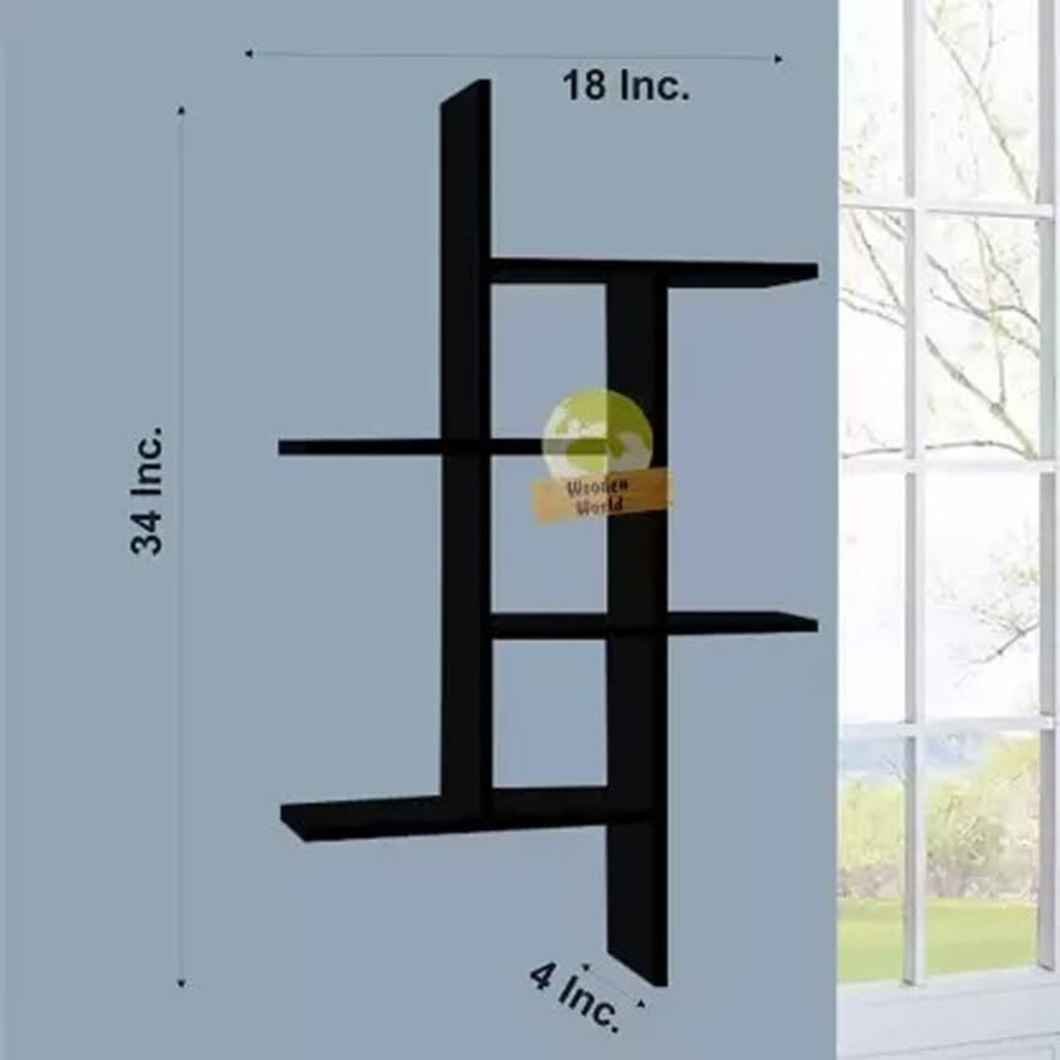 Image of Wold Export WOLD EXPORT Engineered Wood Wall Shelf with Glossy Finish Decorative Cube Shelf Wooden Wall Shelf