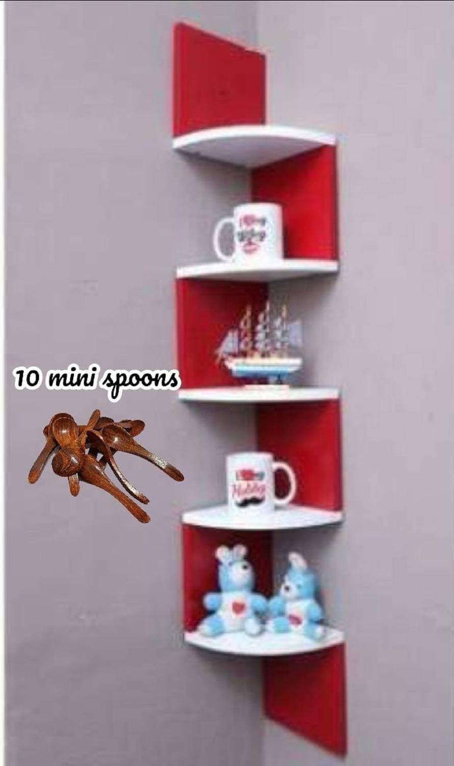 CraftOnline Wooden Wall Mounted Wall Zigzag Corner 5 Shelves With