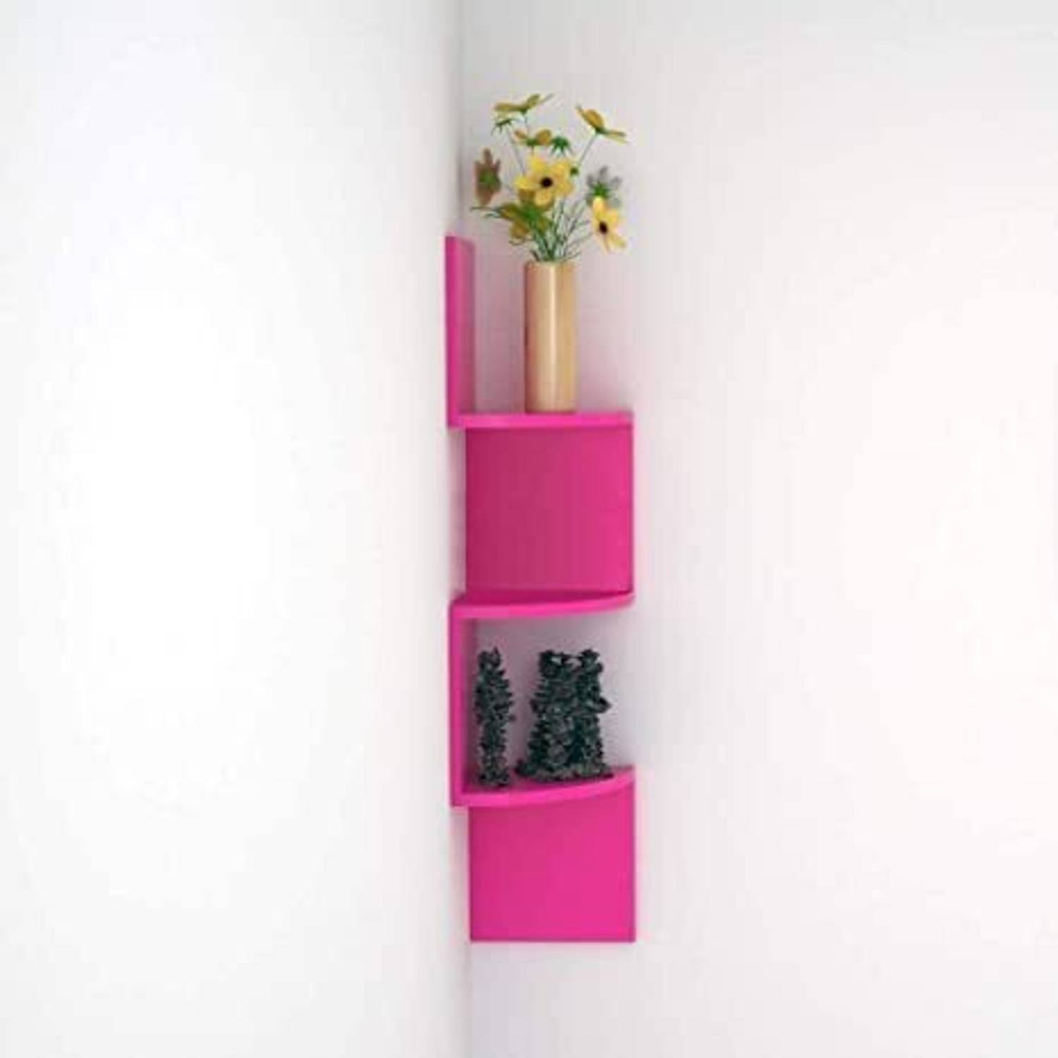CraftOnline 3 Curved Zigzag Corner Wall Mount Shelf Unit for Home