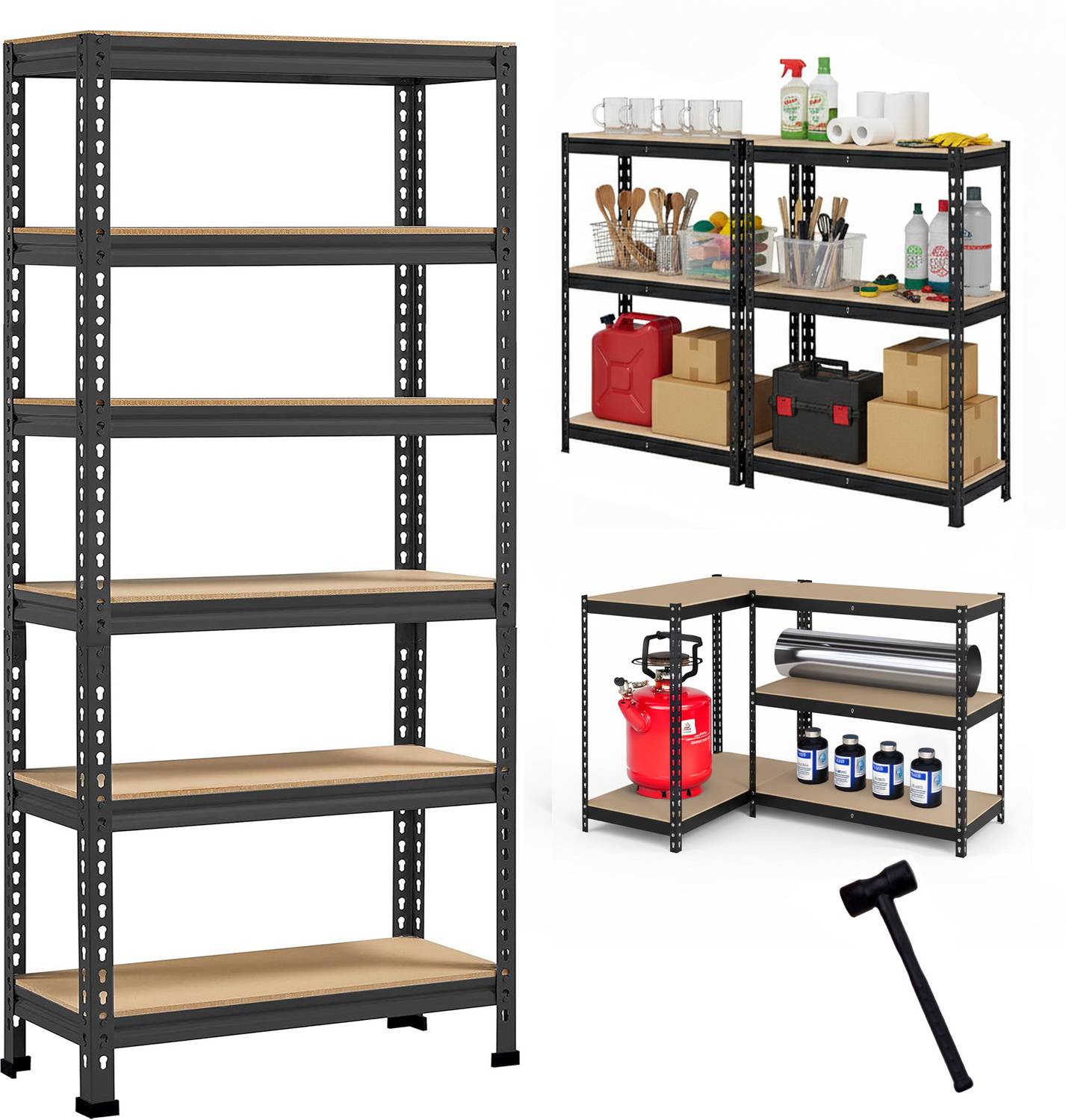 Robustt Adjustable Rack Shelves Metal Storage For Shop 175kg limit
