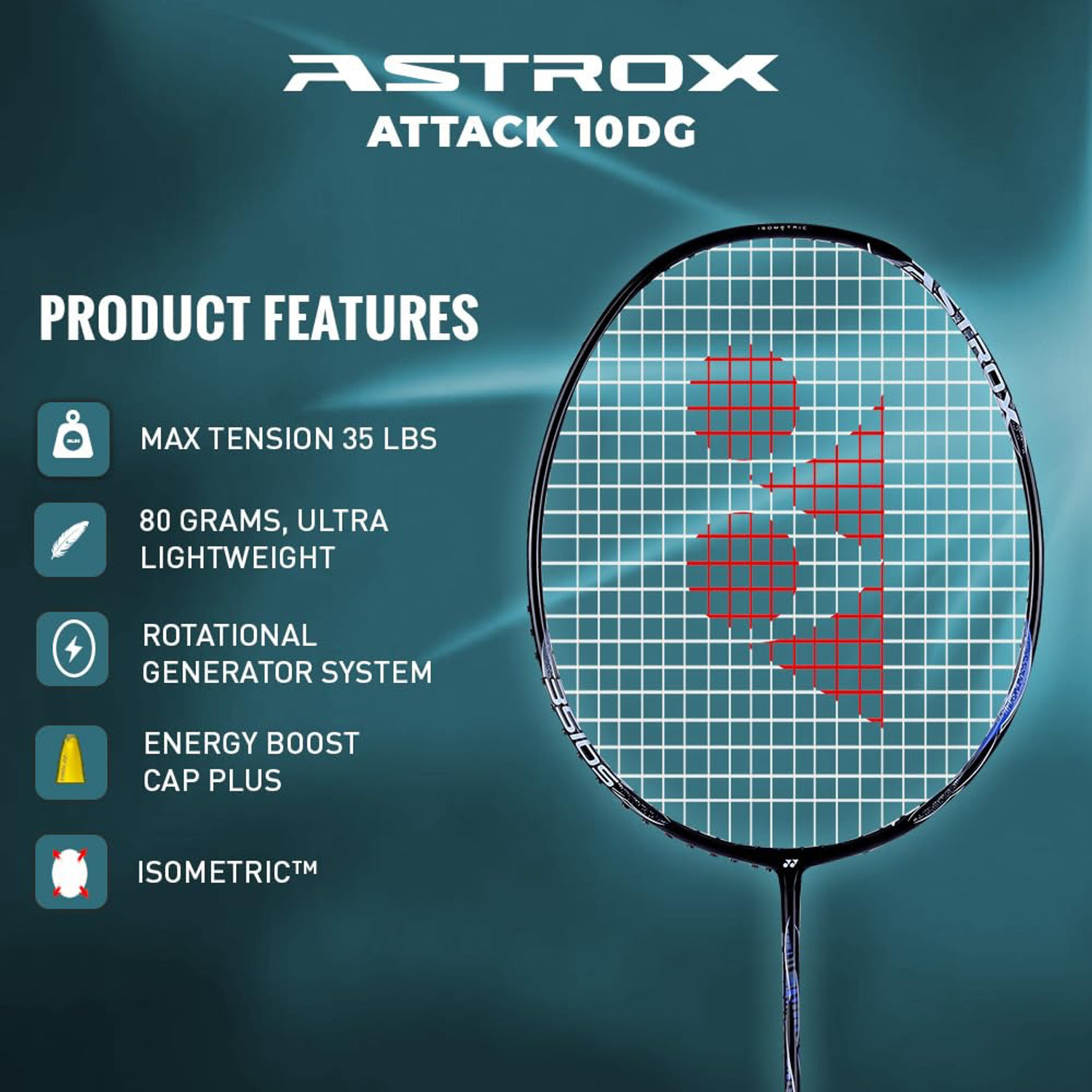 Image of YONEX Astrox Attack 10 DG (SILVER) Combo With Extra BG 80 String I Silver Strung Badminton Racquet