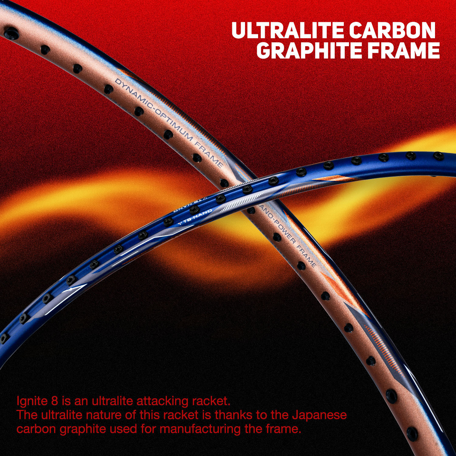 Image of LI-NING Ignite 8 Japanese Carbon Graphite White, Red Unstrung Badminton Racquet