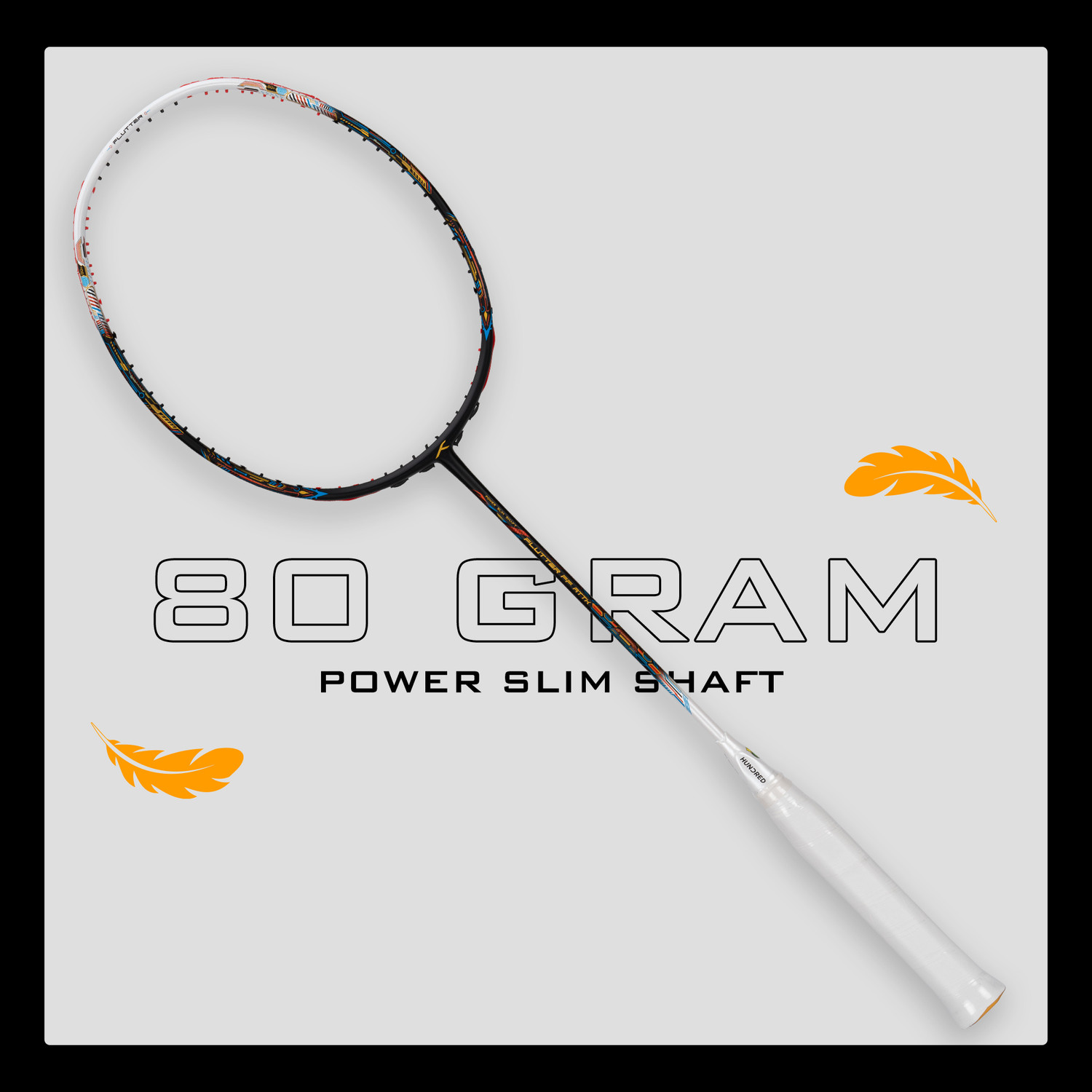 Image of Hundred FLUTTER FF ATTK Black, White Strung Badminton Racquet