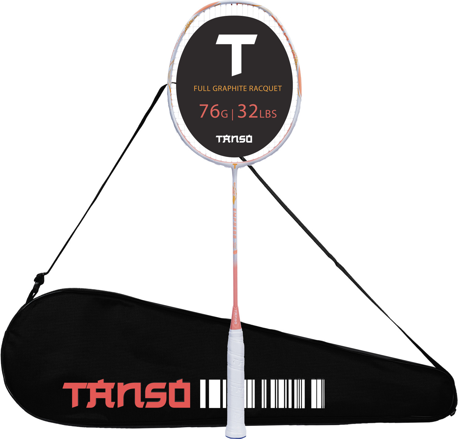 Image of Tanso Empress Full Graphite Ultra Light Weight Carbon Fibre Strung Badminton Racket Pink Strung Badminton Racquet