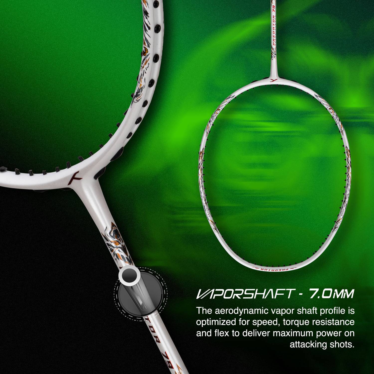 Hundred Predator 79 White Badminton Racquet - Image 5