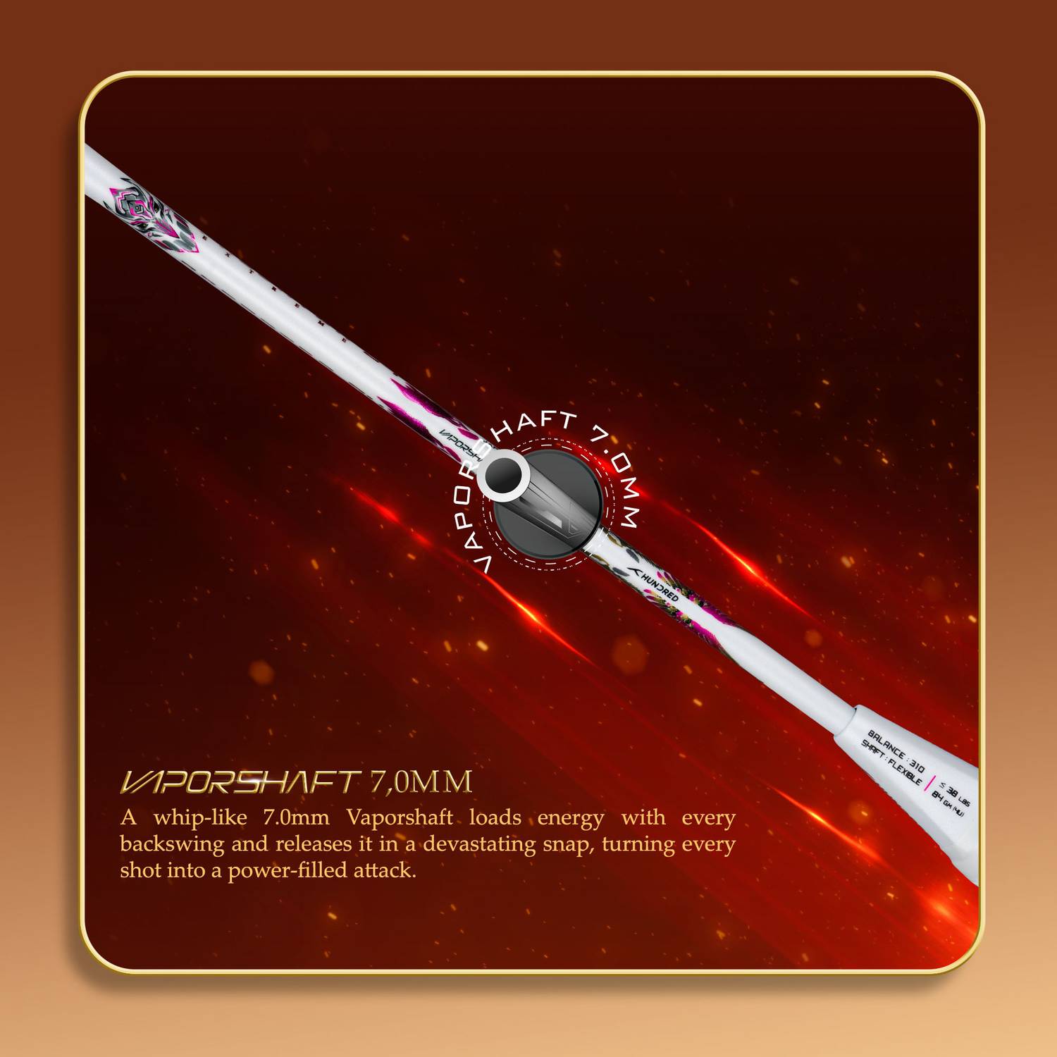 Hundred Predator 84 Extreme White Badminton Racquet - Image 5
