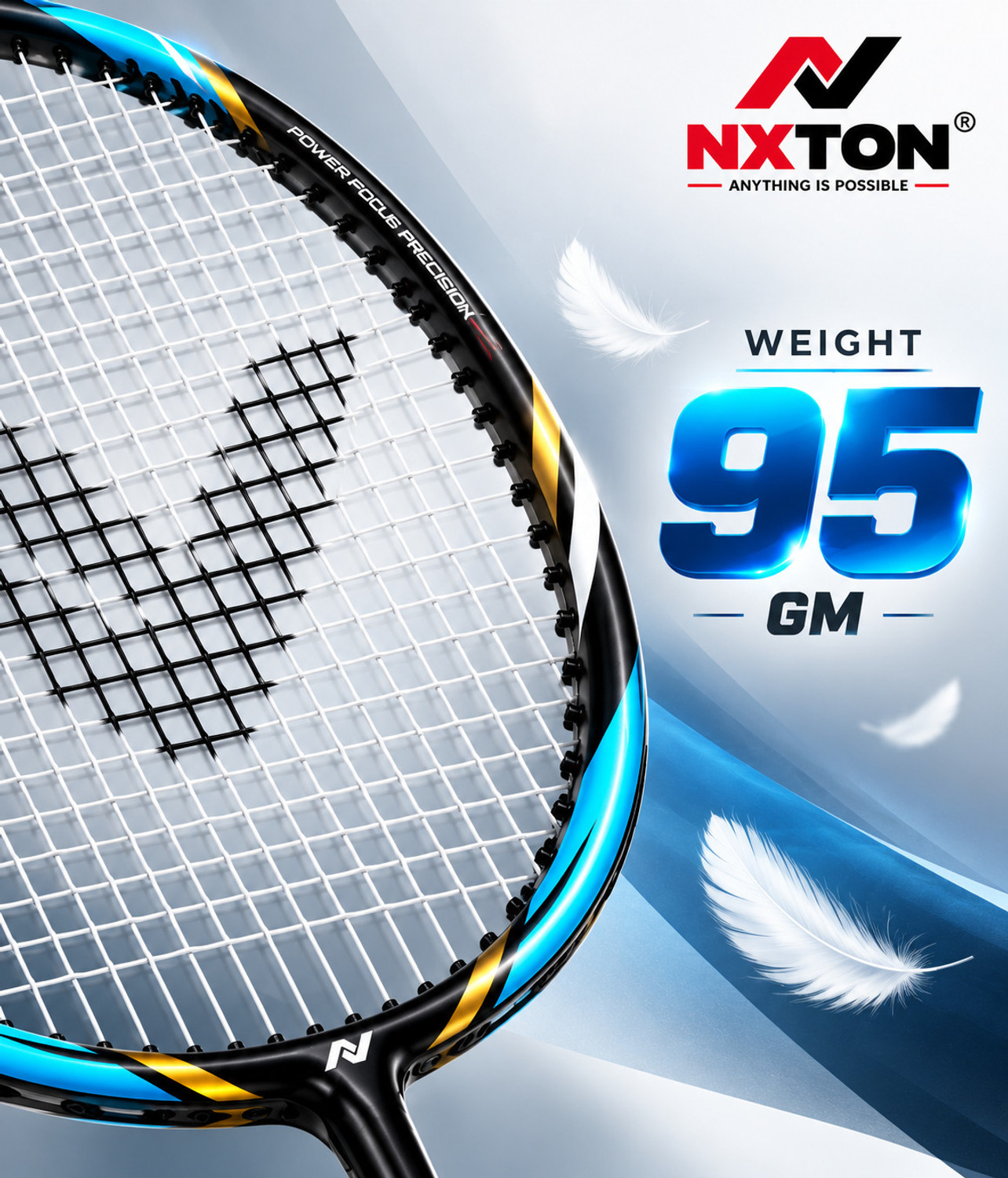 Image of NXTON ASTRA X9 Composite Material Blue, Gold Strung Badminton Racquet