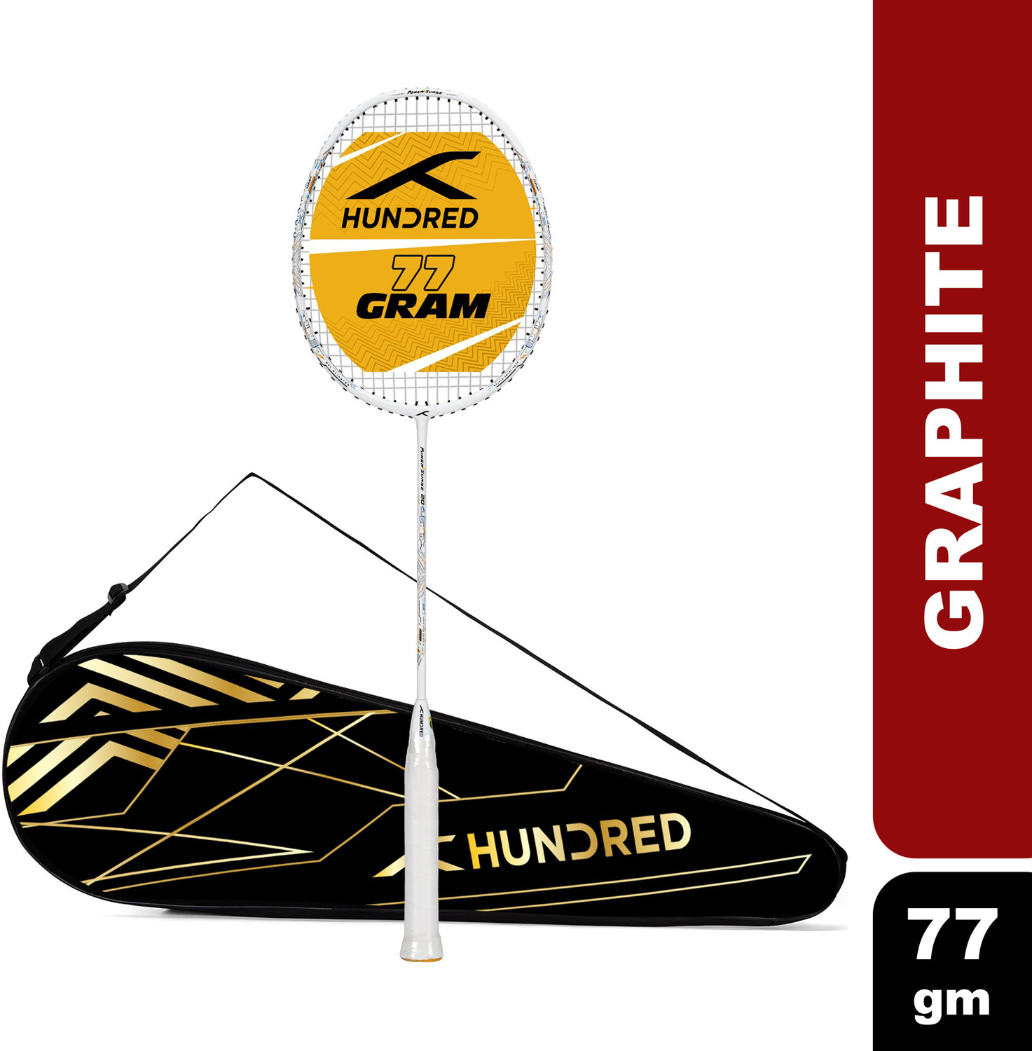 Image of Hundred Power Surge 20 White Strung Badminton Racquet