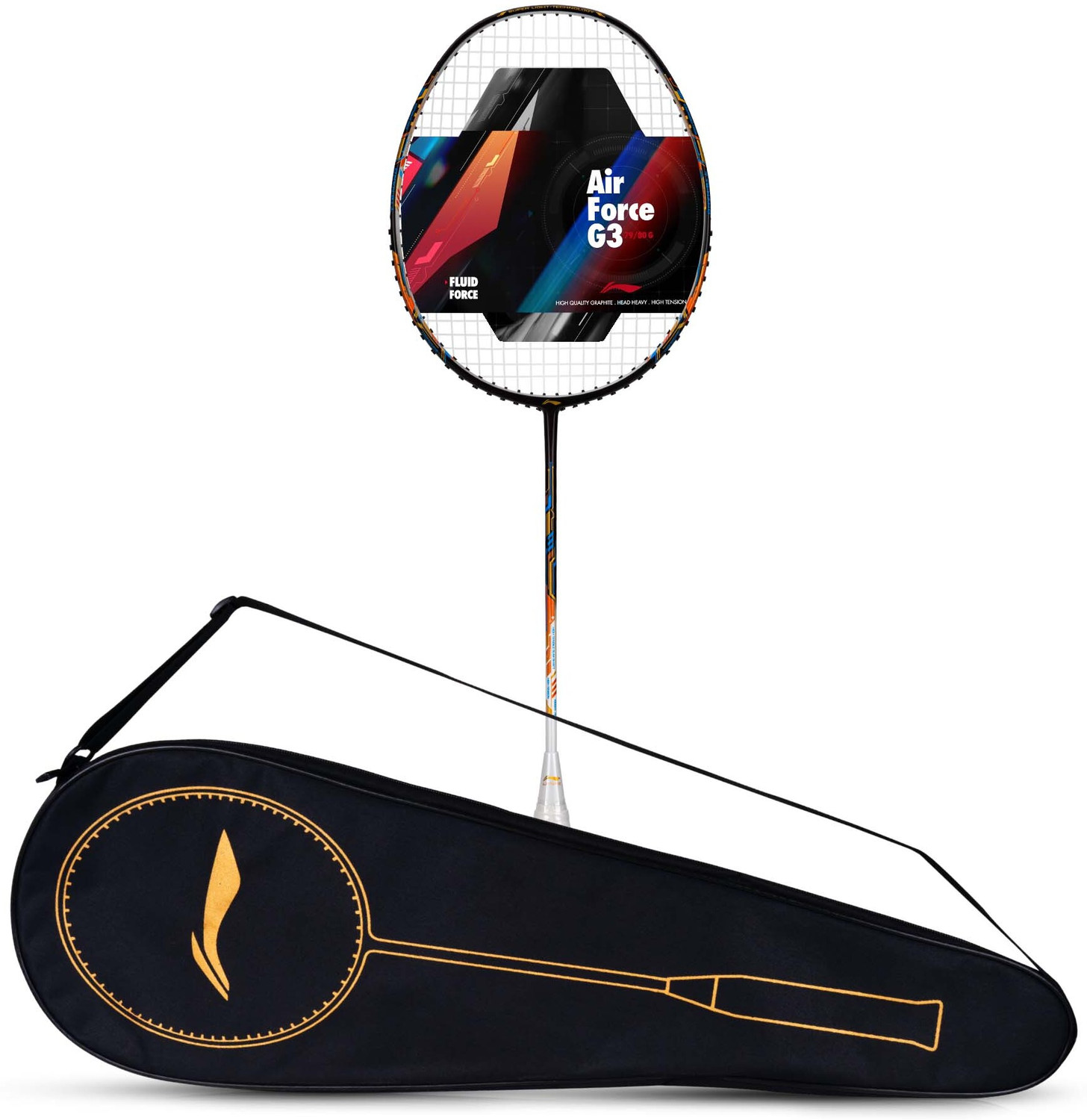 Image of LI-NING Air - Force 78 G3 Black, White, Orange Unstrung Badminton Racquet