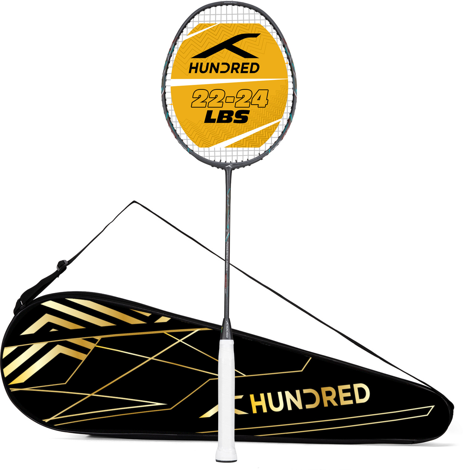 Image of Hundred POWERTEK FORCE Black Strung Badminton Racquet