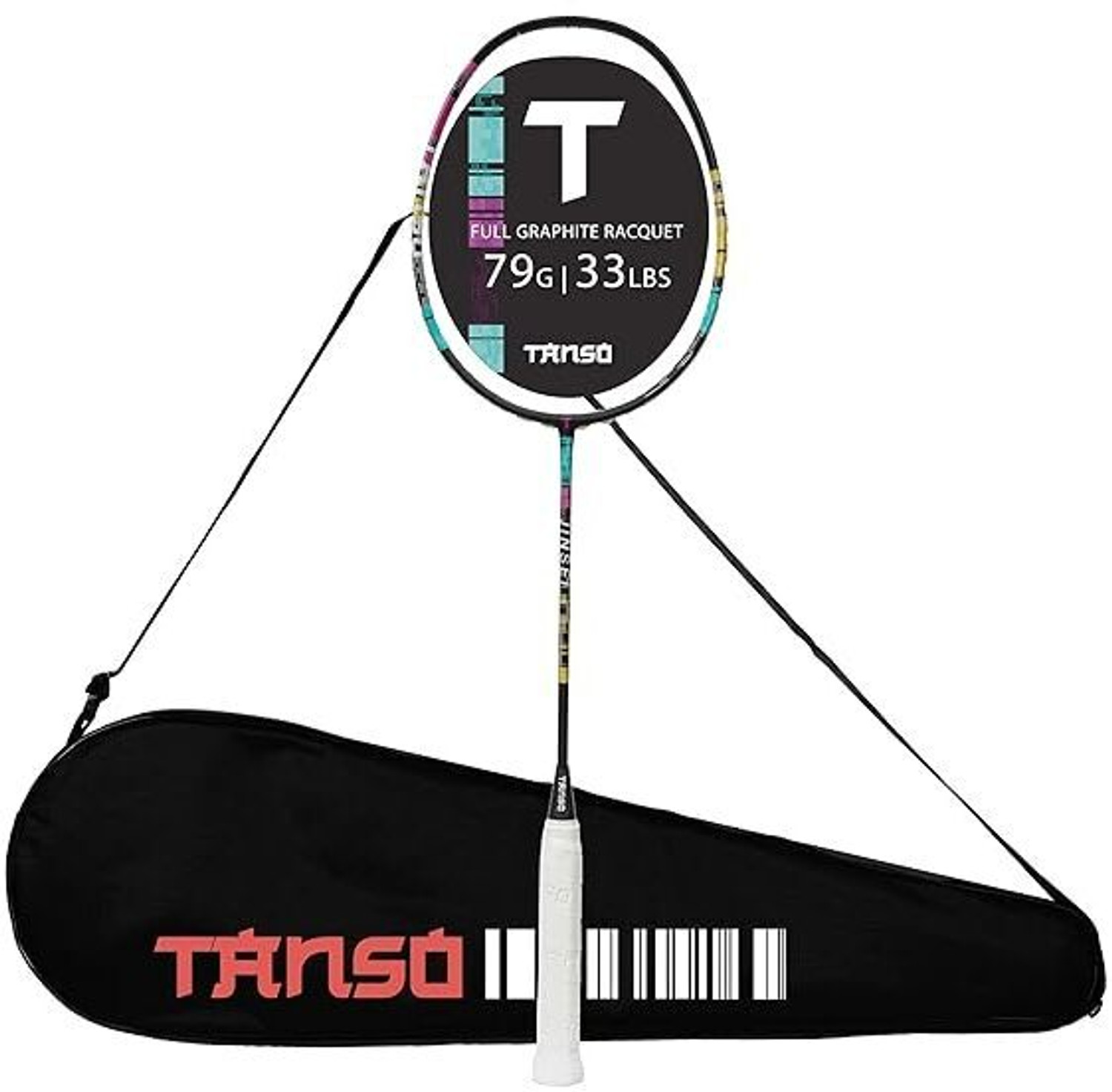 Image of Tanso Jinsei Full Graphite Ultra Light Weight Carbon Fibre Strung Badminton Racket Black Strung Badminton Racquet