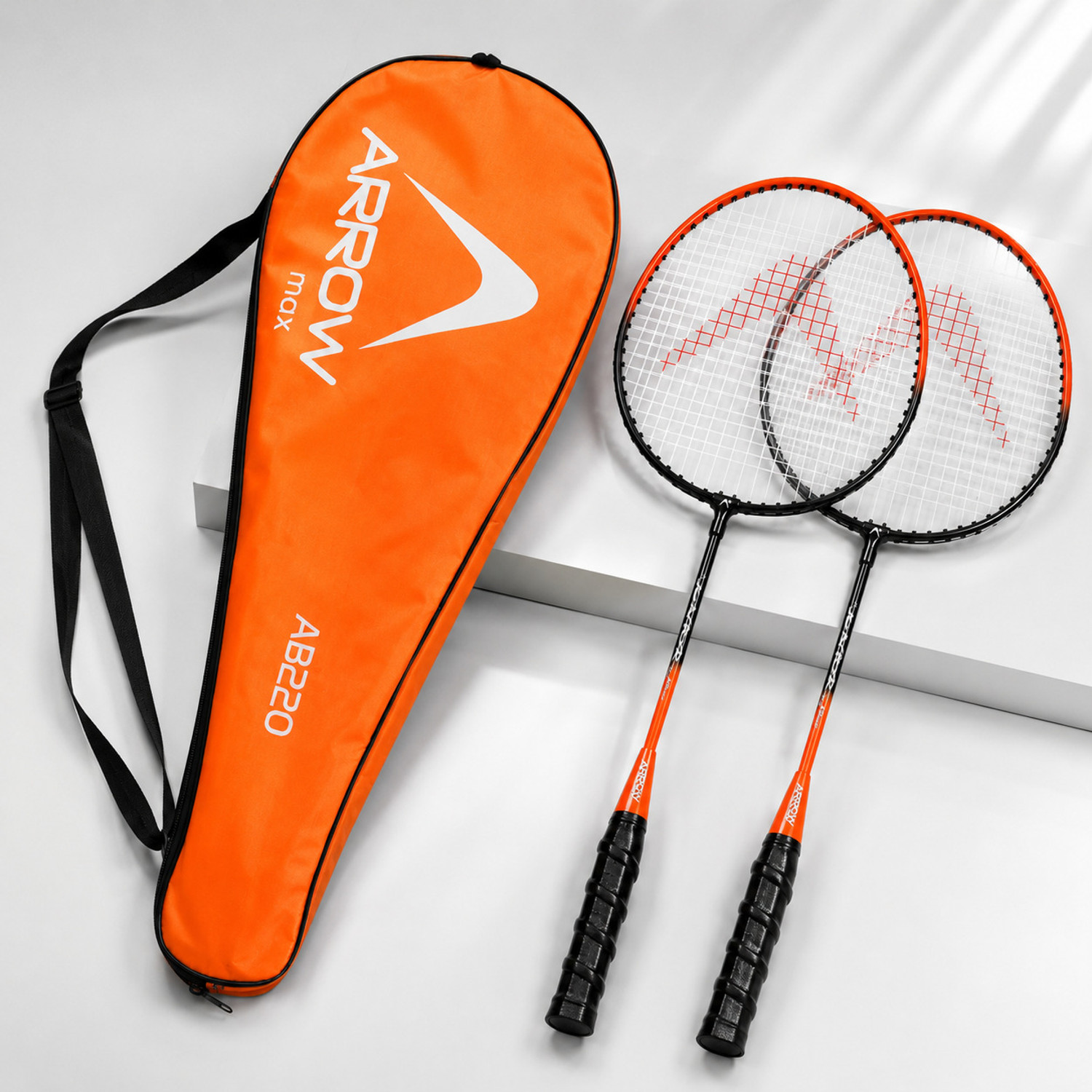 Image of ArrowMax Badminton Racquet Set For Kids Boys Girls Set Orange Strung Badminton Racquet