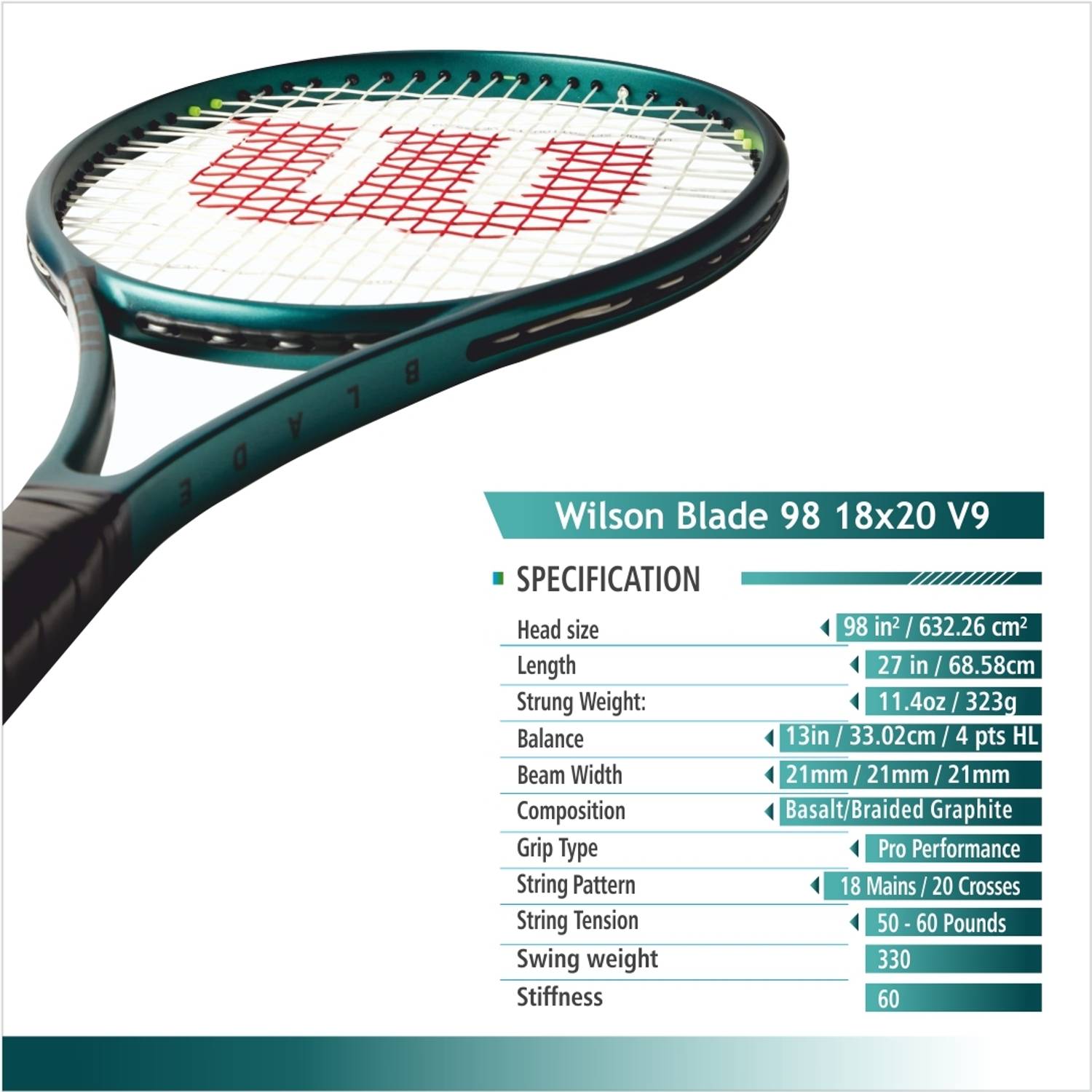 WILSON Blade 98 V9 Multicolor Unstrung Tennis Racquet - Buy WILSON