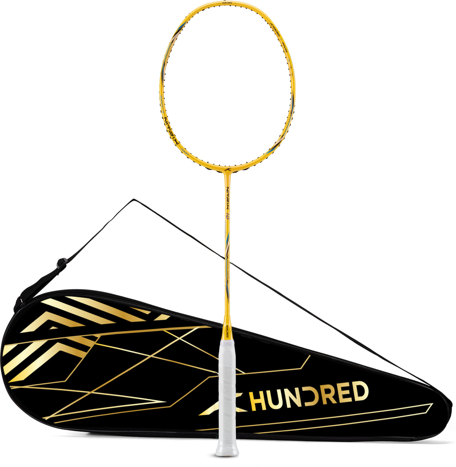 Image of Hundred Nitrix 10 Badminton Racket 5U (Unstrung) Attacking Racket | Full Cover Included Yellow Unstrung Badminton Racquet