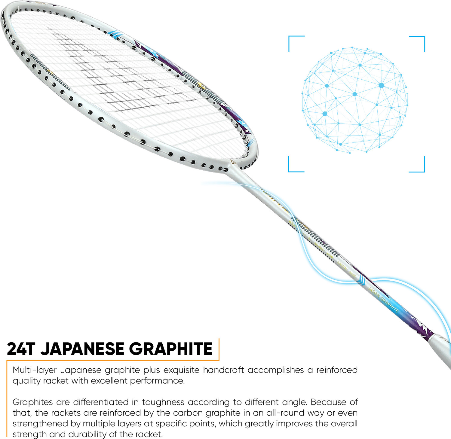 Image of Adrenex by Flipkart AMPERE White Strung Badminton Racquet