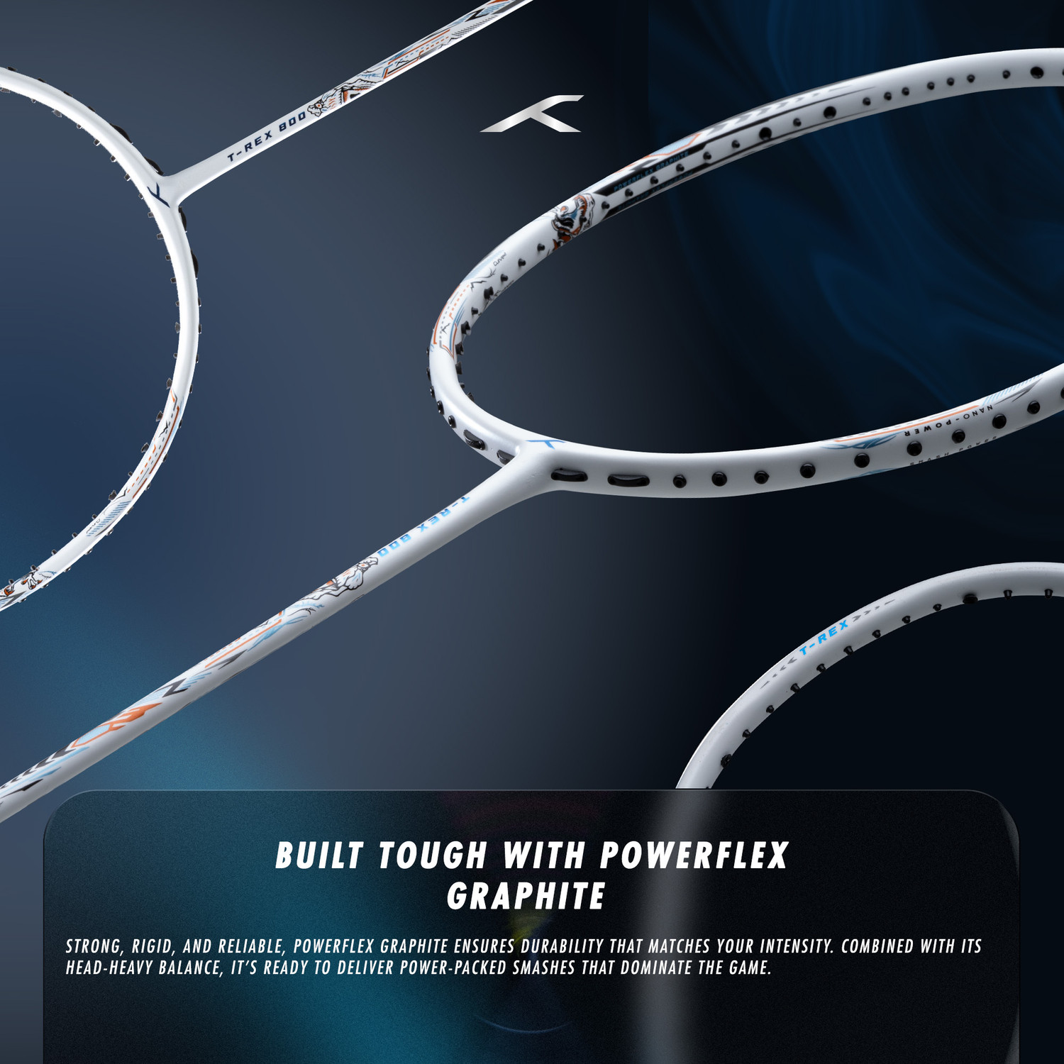 Image of Hundred T-REX 800 White Strung Badminton Racquet
