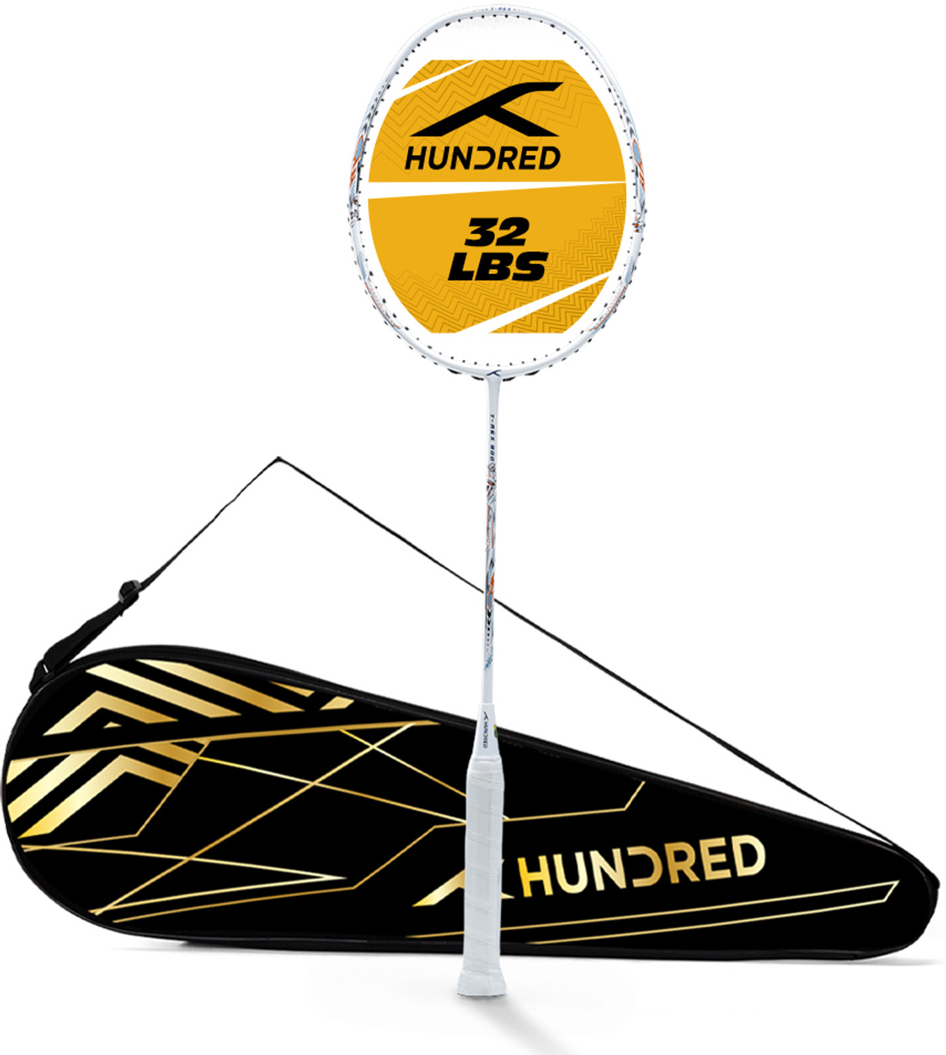 Image of Hundred T-REX 800 White Strung Badminton Racquet