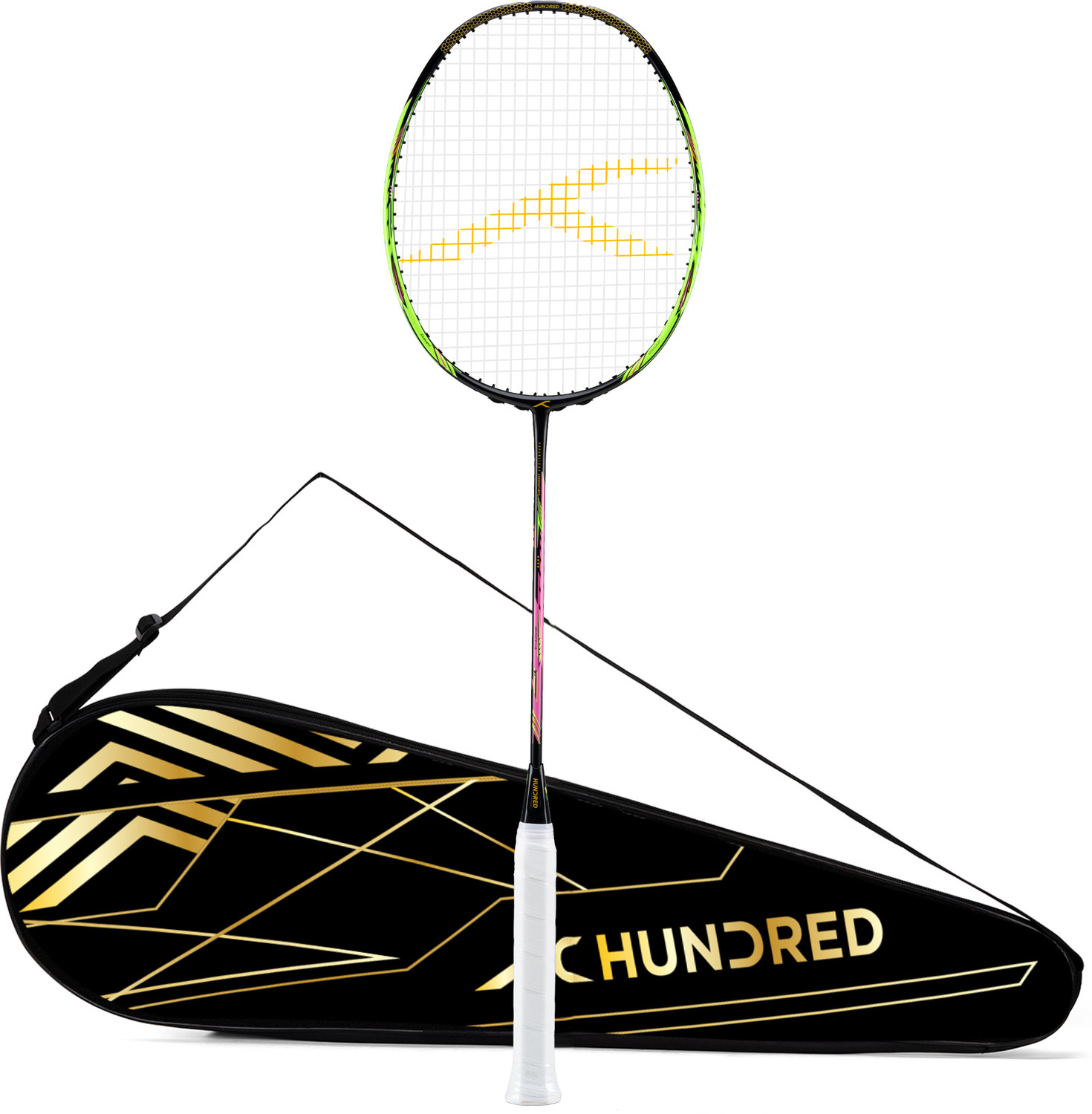 Image of Hundred Flareon 100 Badminton Racket 5U (Strung)| Speed Racket | Full Cover Included Black Strung Badminton Racquet