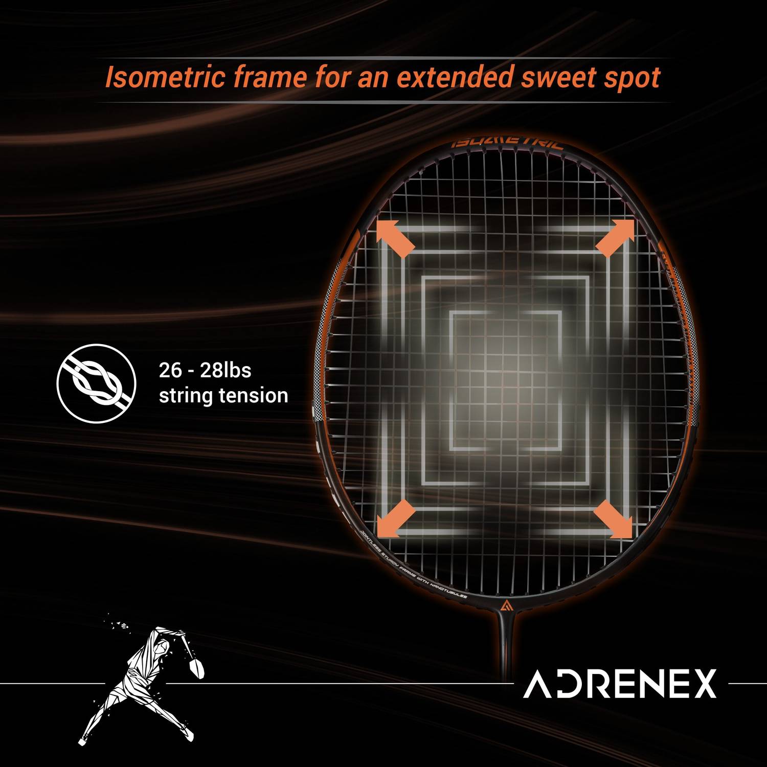 Adrenex R501 Full Graphite Badminton Racquet Black, Orange - Image 4