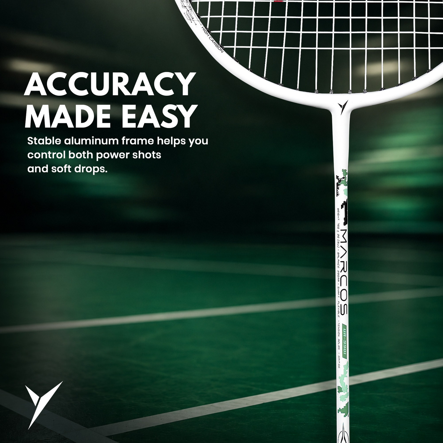 Image of Jaspo Ultra Ace-9901 Fusion Badminton Racquet|Lightweight Composite Racket|Slim Shaft White Strung Badminton Racquet