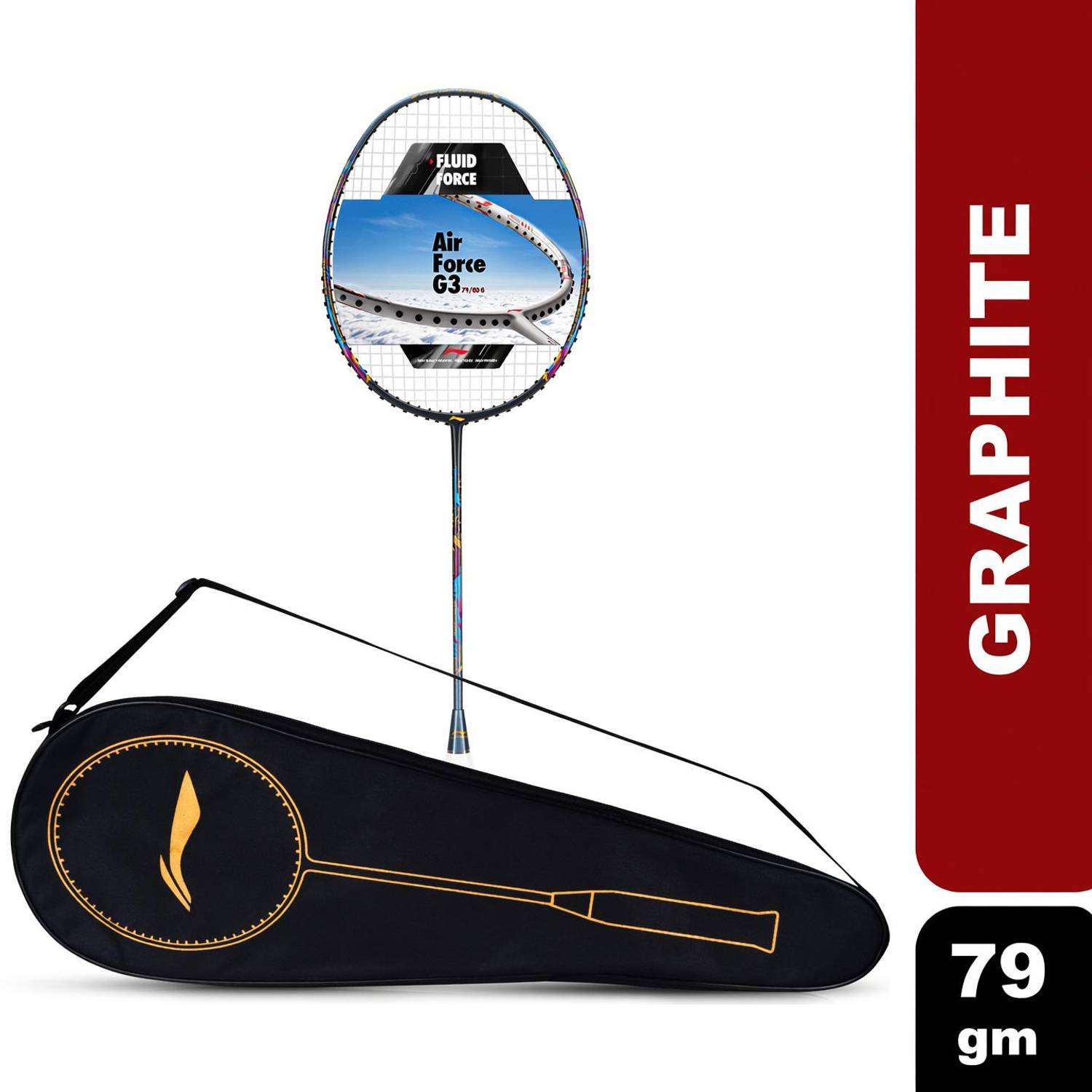 LI-NING Air - Force 79 G3 Black, Grey, Blue Strung Badminton Racquet
