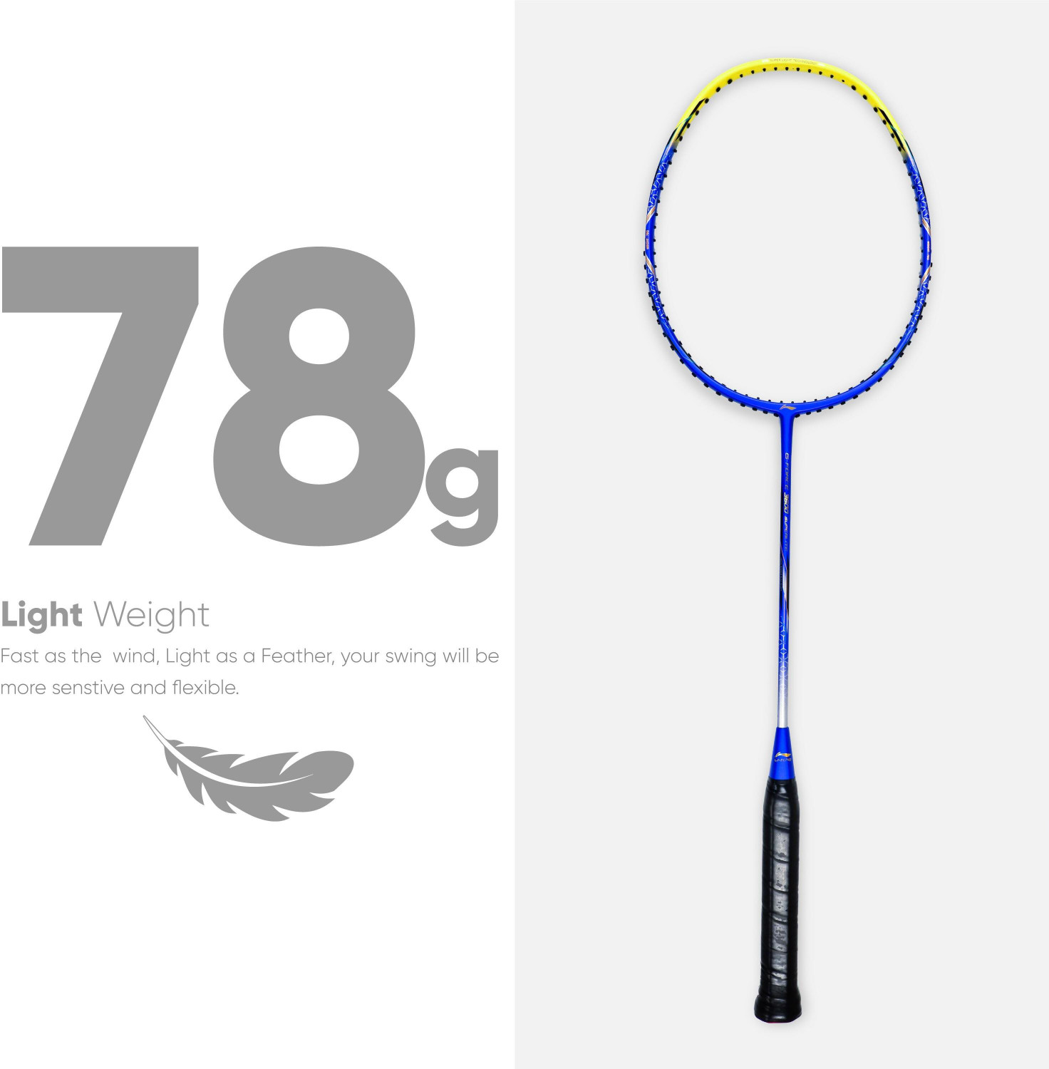 Image of LI-NING G-Force 3600 Superlite Blue, Yellow Unstrung Badminton Racquet