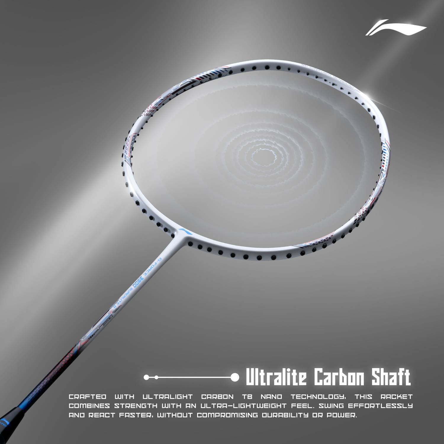 LI-NING G-Force 3900 II Superlite White Strung Badminton Racquet - Image 5