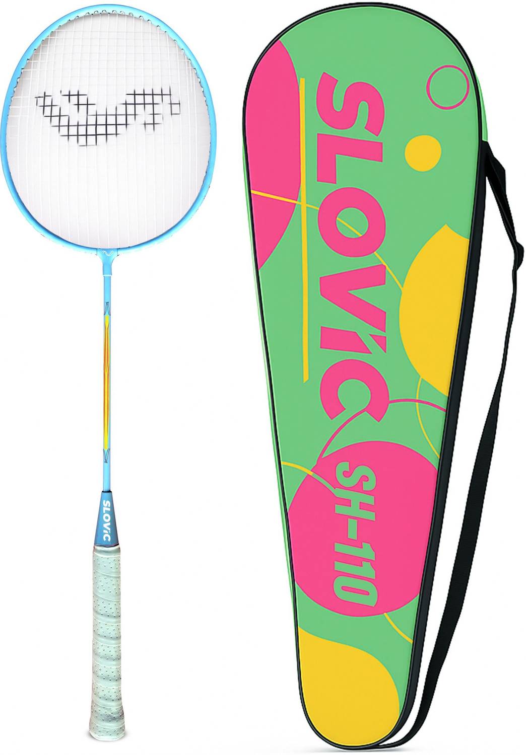 S.B.O.T.H.I. – And SLOVIC Badminton Racquet | White| Aluminium Red Strung Badminton