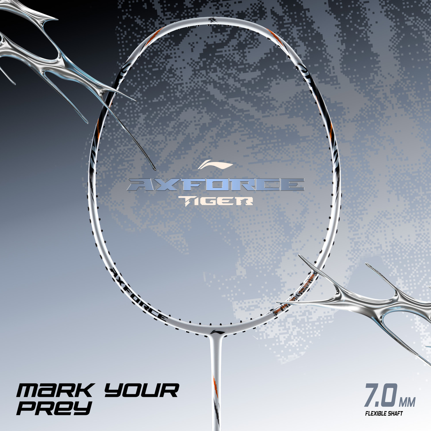 Image of LI-NING Axforce Tiger Strung Badminton Racquet for Professional Players White Strung Badminton Racquet