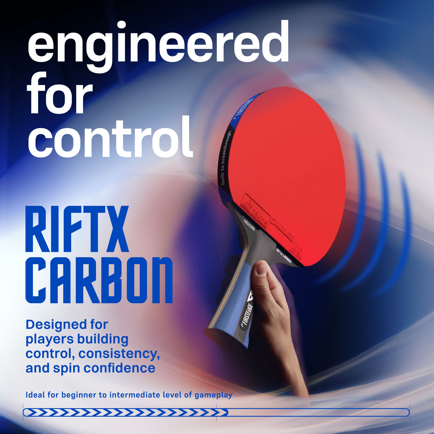 Image of Firstedge RiftX Carbon ITTF Approved Blue Table Tennis Racquet