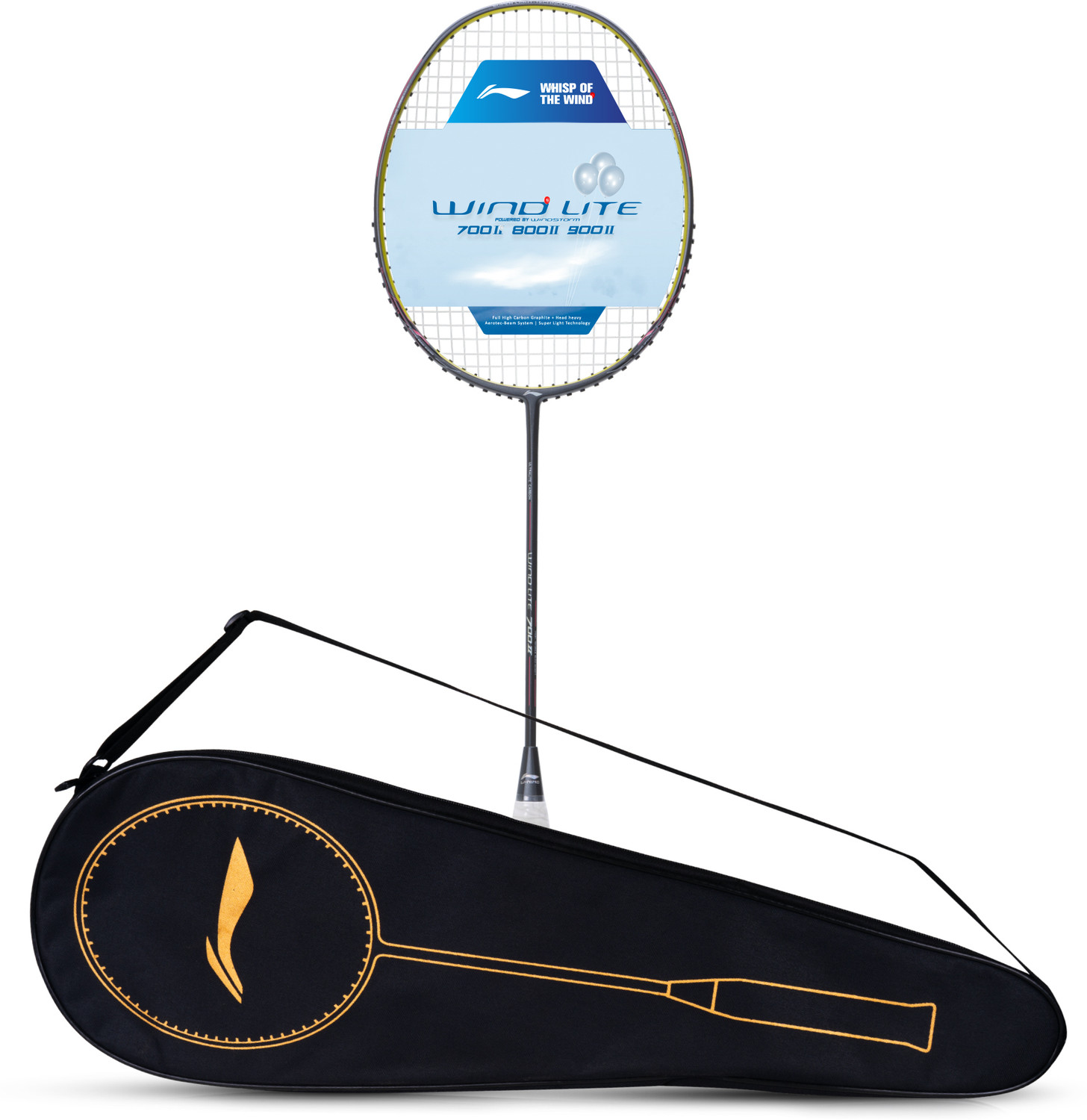 Image of LI-NING Wind Lite 700 II Grey, Yellow Strung Badminton Racquet