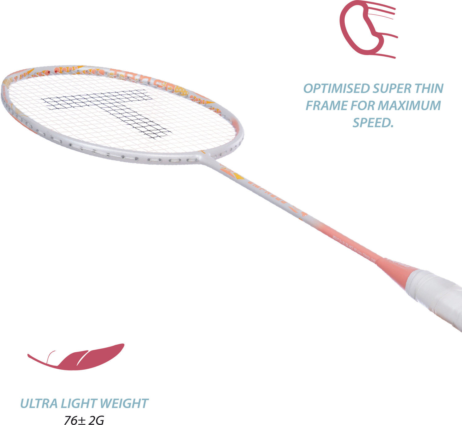 Image of Tanso Empress Full Graphite Ultra Light Weight Carbon Fibre Strung Badminton Racket Pink Strung Badminton Racquet