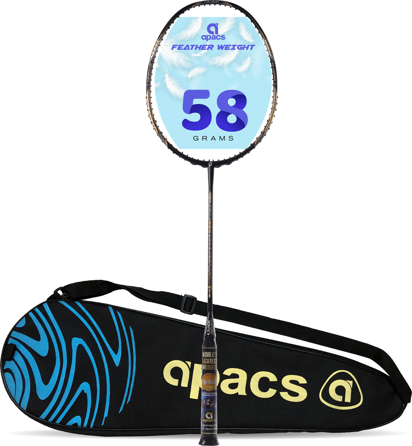Image of apacs Feather Wt. 55 (Ultra Light Weight) Black Unstrung Badminton Racquet