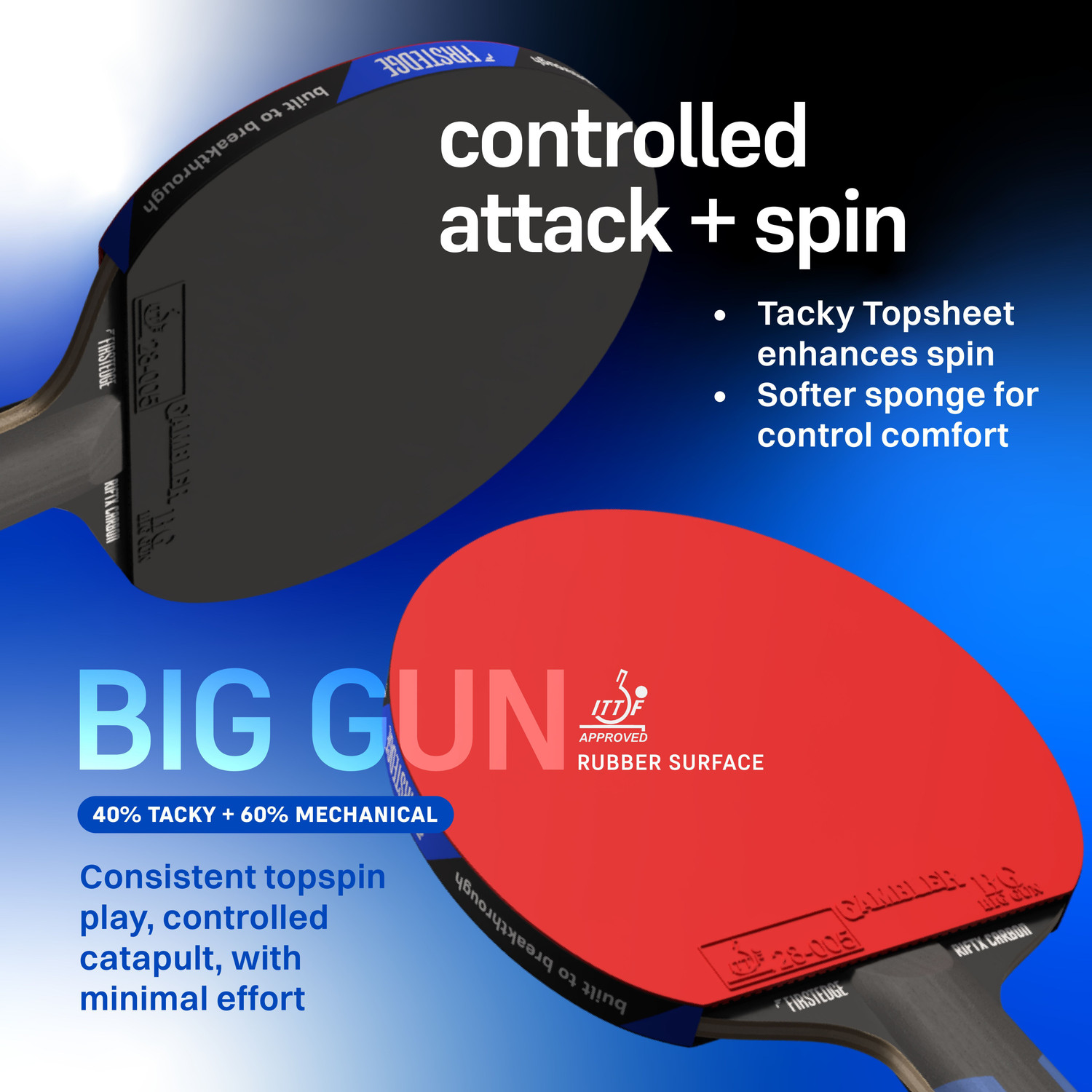 Image of Firstedge RiftX Carbon ITTF Approved Blue Table Tennis Racquet