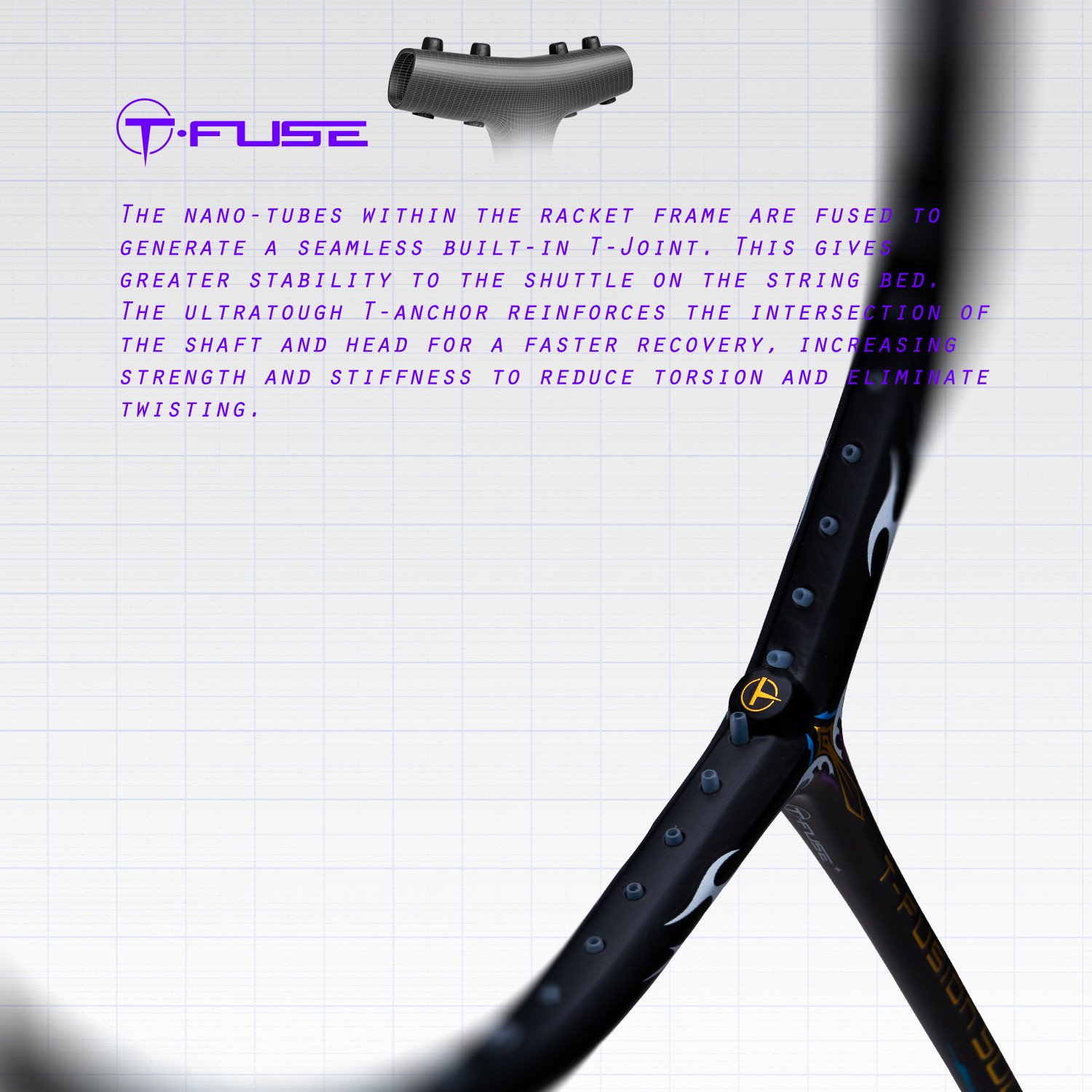 Image of Hundred T-Fusion 500 Attk Black Unstrung Badminton Racquet