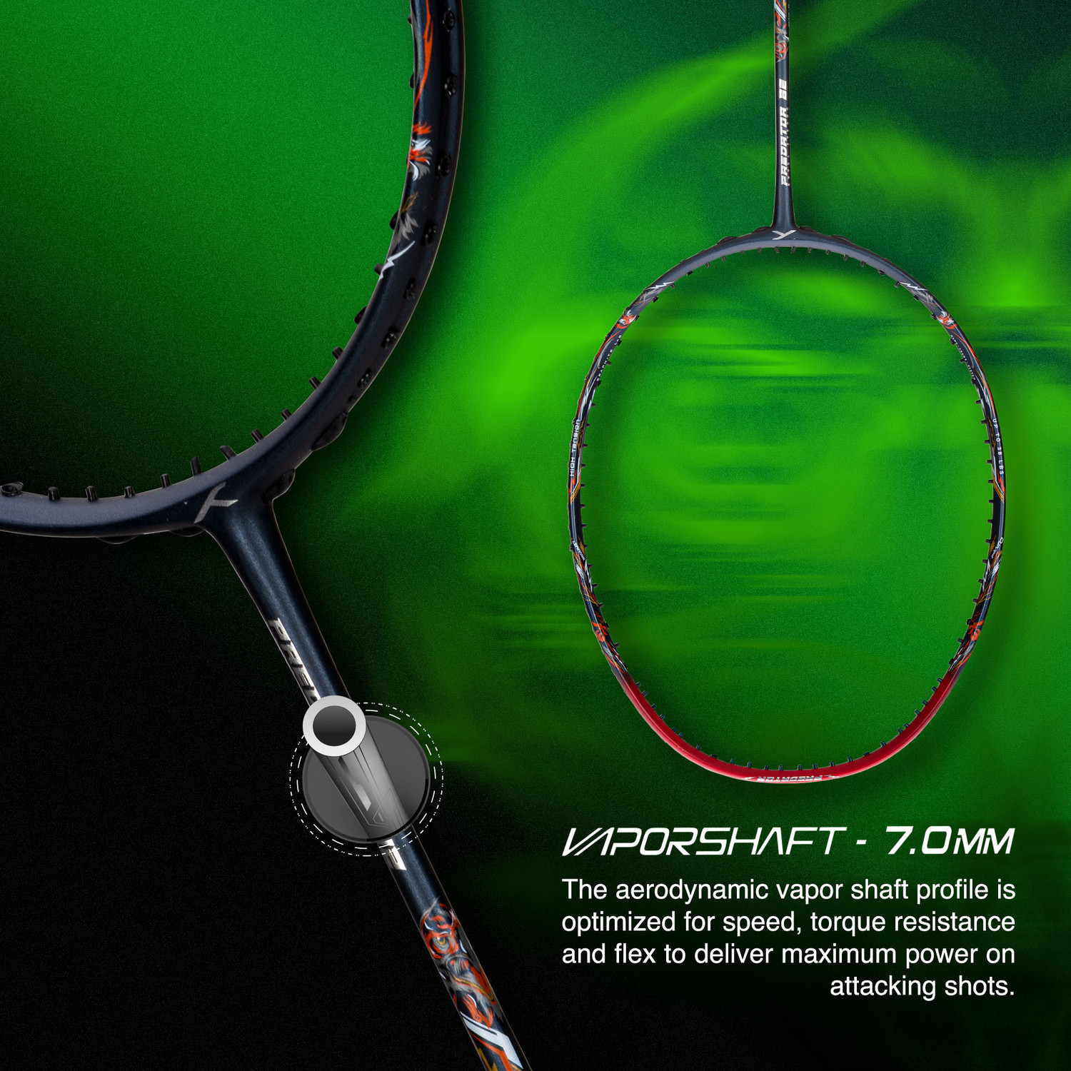 Image of Hundred Predator 82 Extra Strong (≤38lbs) Black Strung Badminton Racquet