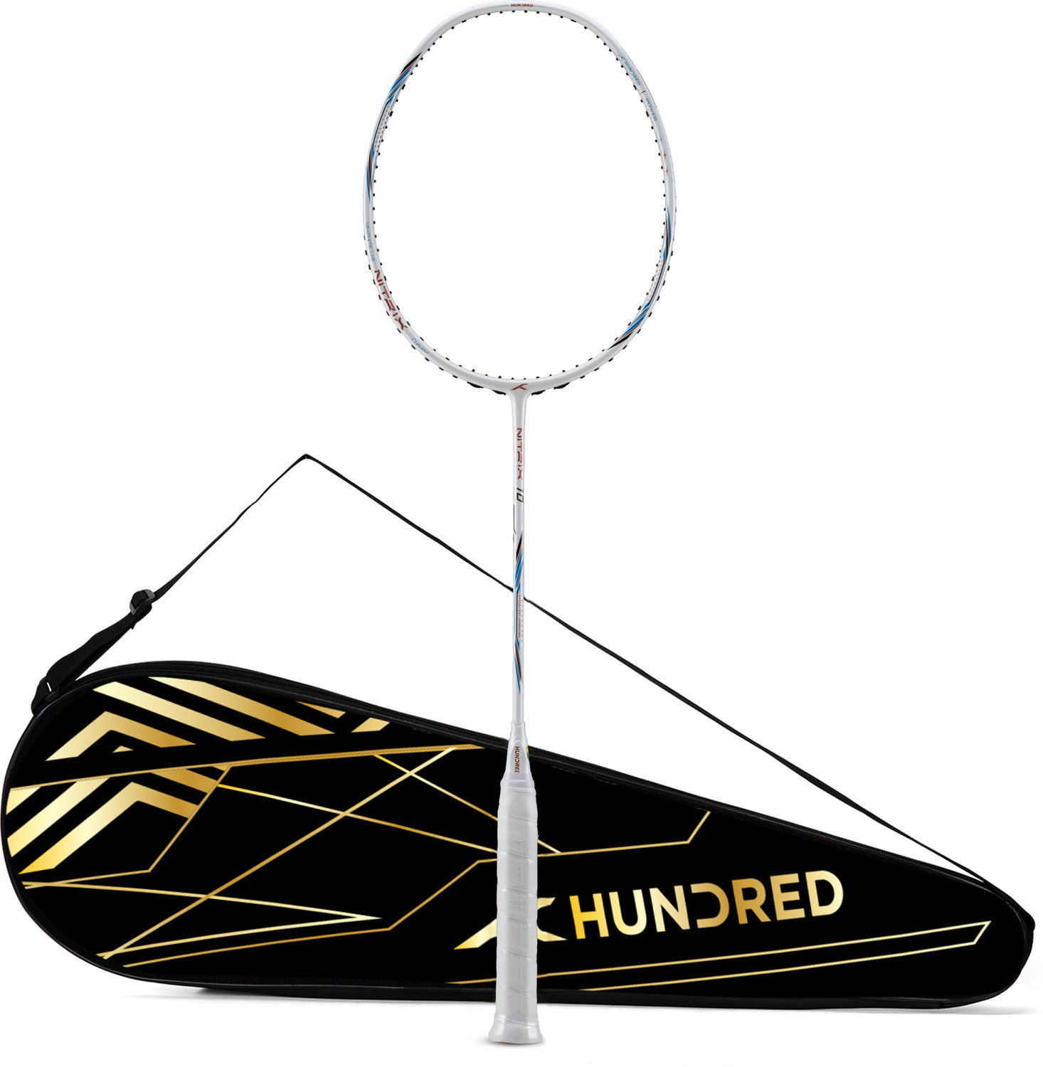 Image of Hundred Nitrix 10 Badminton Racket 5U (Unstrung) Attacking Racket |Full Cover Included White Unstrung Badminton Racquet