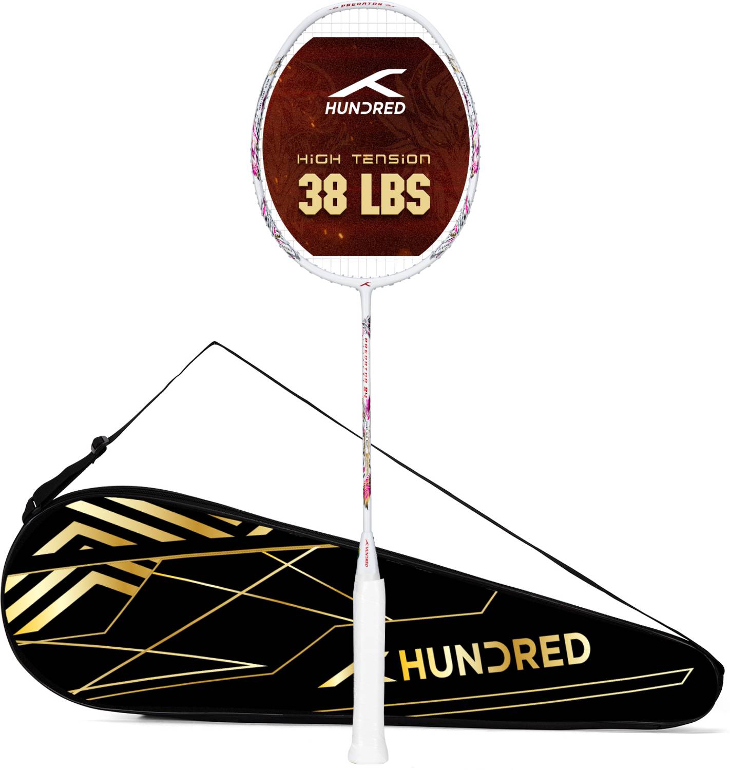 Hundred Predator 84 Extreme White Badminton Racquet - Image 1