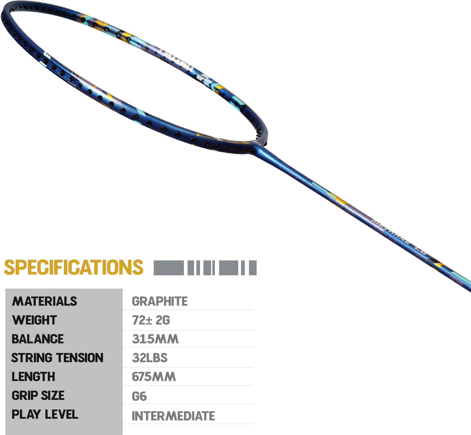 Image of Tanso Methane 1.0 Full Graphite 72 g Ultra Light Weight Carbon Fibre Blue Strung Badminton Racquet