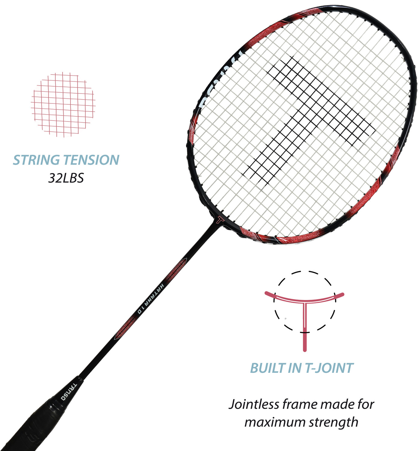 Image of Tanso Katana 1.0 Full Graphite Strung Badminton Racket with Free Full Cover Red Strung Badminton Racquet