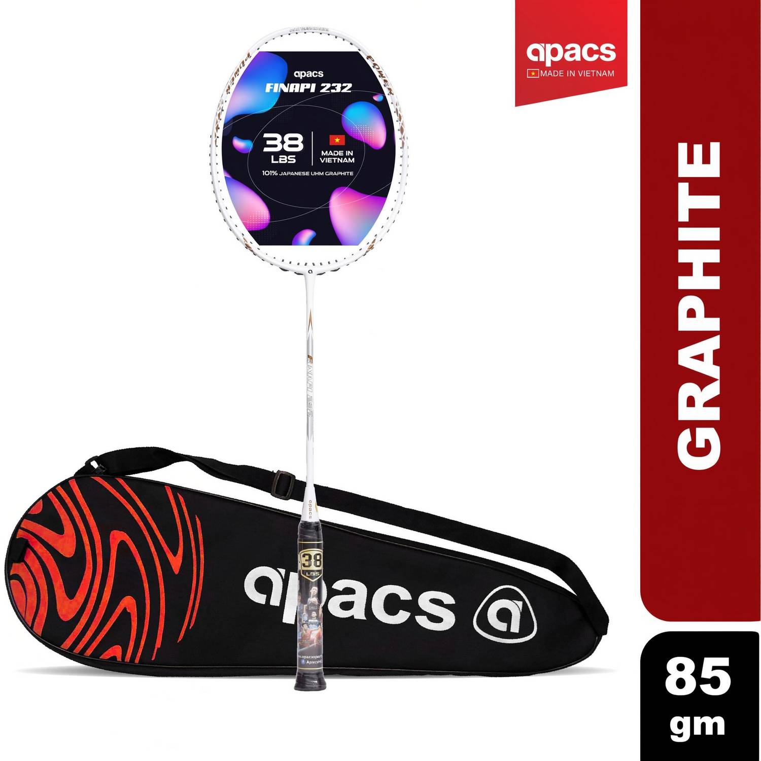 apacs Finapi 232 White Unstrung Badminton Racquet