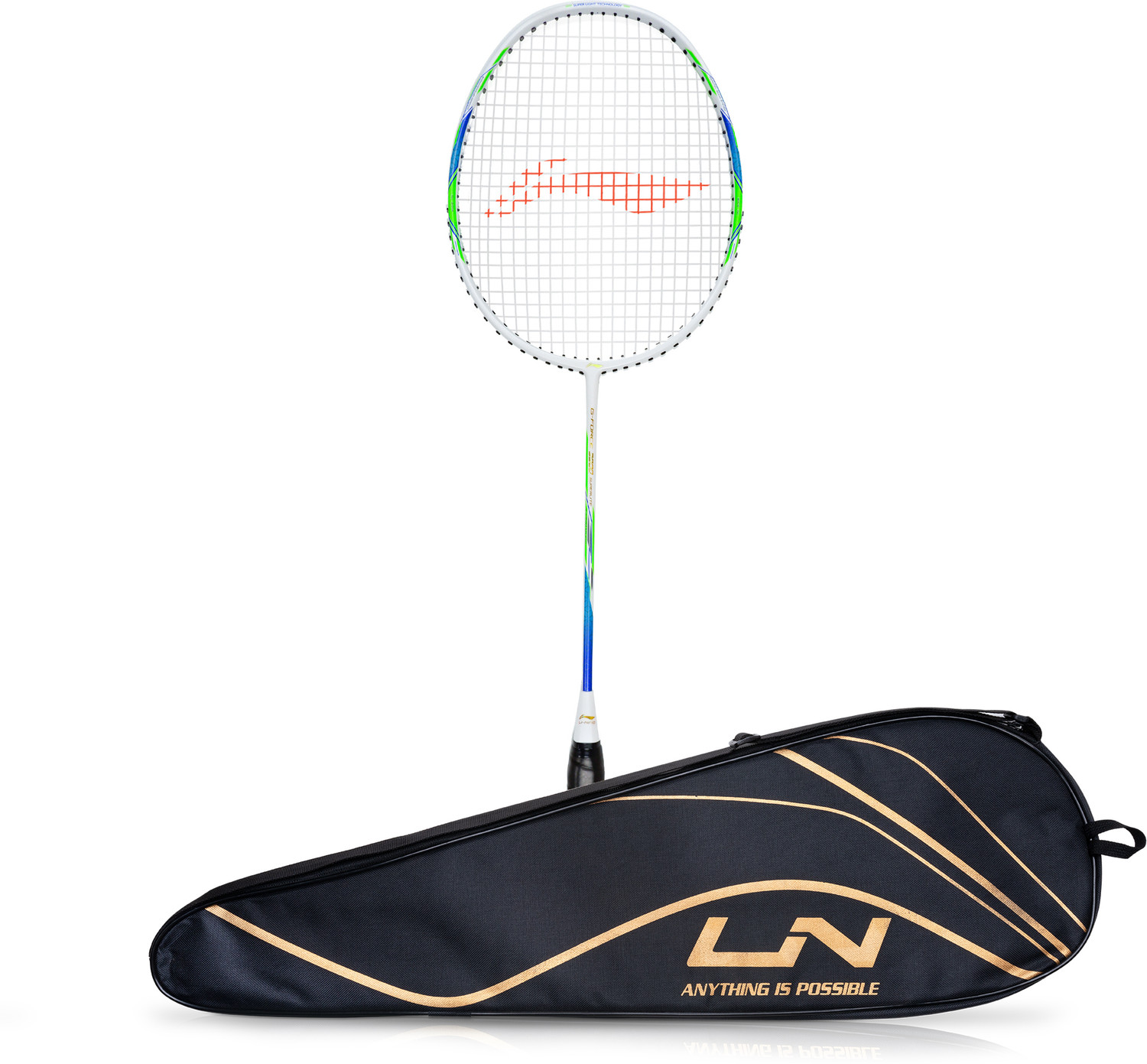 Image of LI-NING G-Force 3900 Superlite White, Blue Strung Badminton Racquet