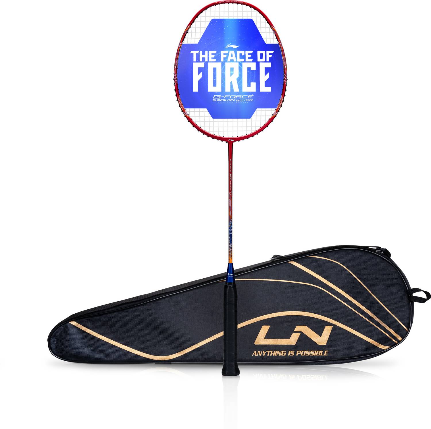 LI-NING G-Force 3900 II Superlite Red Strung Badminton Racquet