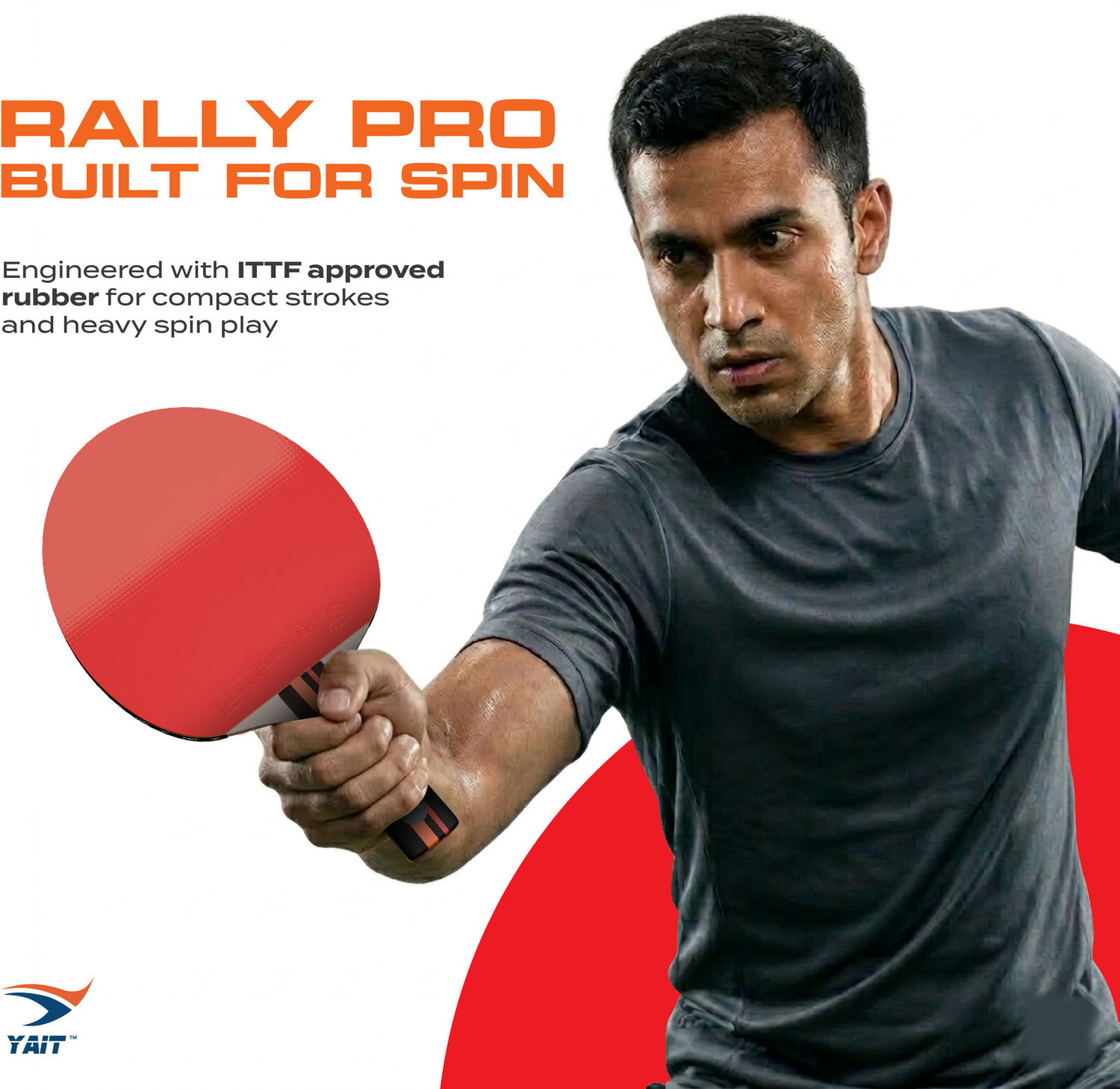 Image of Yait Sports Rally Pro ITTF Approved TT Set | 2 Rackets, 4 ABS Balls |7 Ply |High Spin Rubber Multicolor Table Tennis Racquet (Pack of: 2, 199 g)