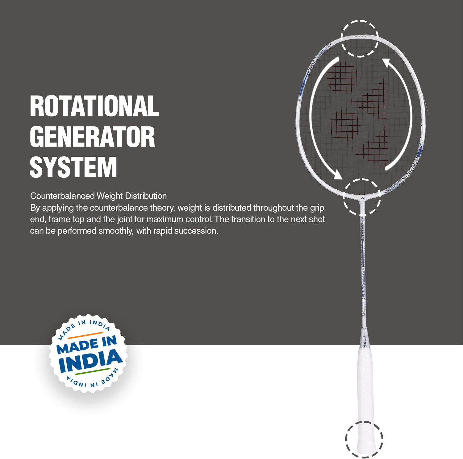 Image of YONEX Astrox Attack 9 White Strung Badminton Racquet