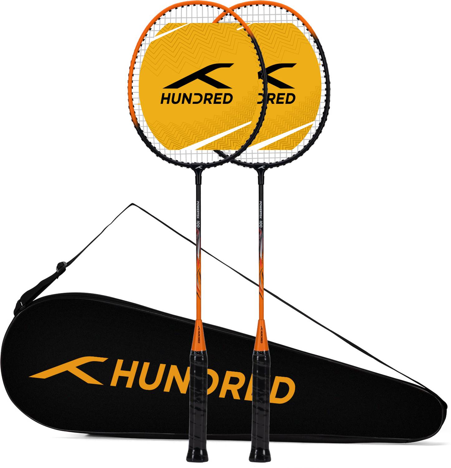 Hundred POWERTEK 100 2-Pack Black, Orange Badminton Racquet