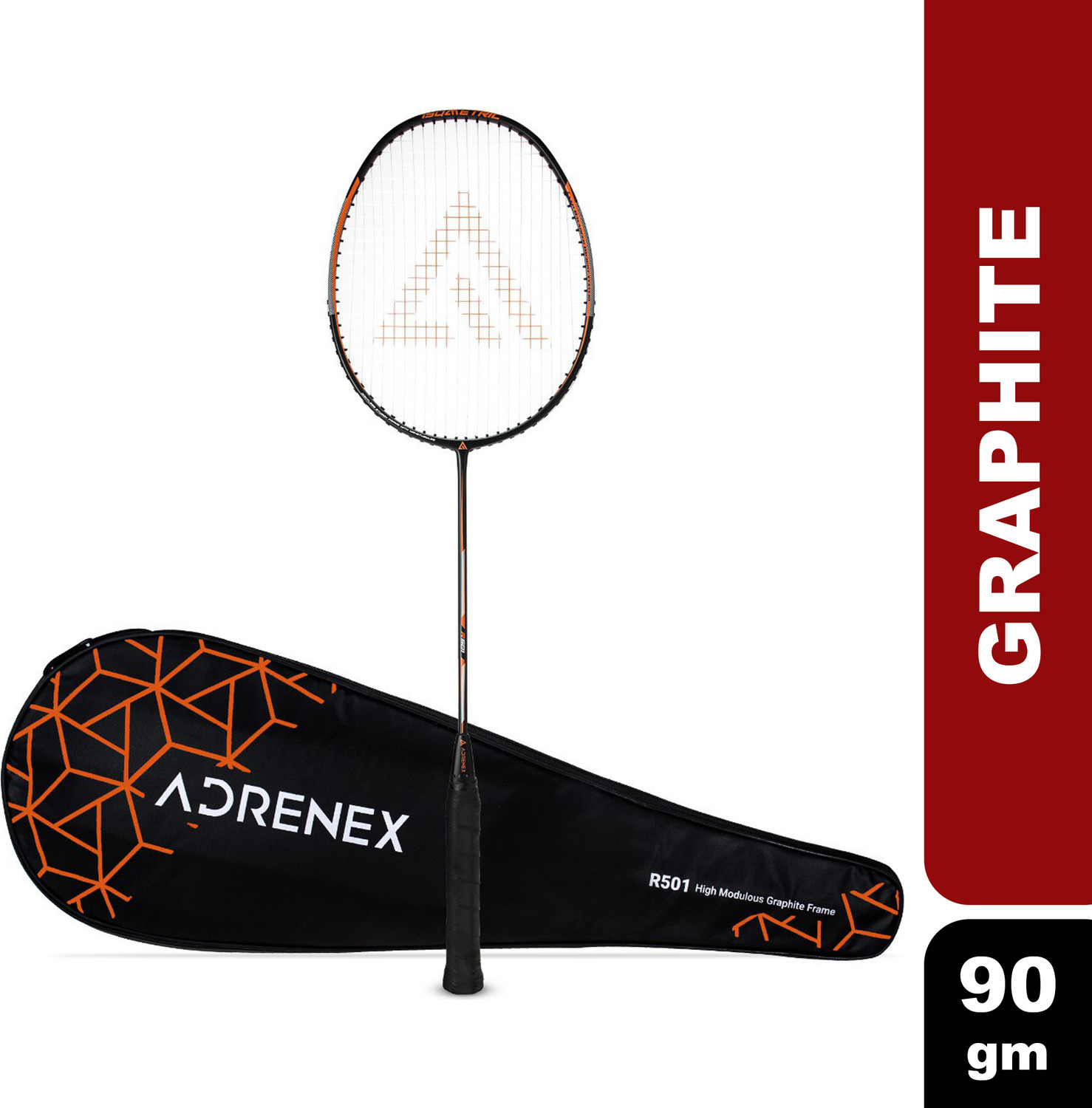 Image of Adrenex by Flipkart R501 Full Graphite Badminton Racquet Black, Orange Strung